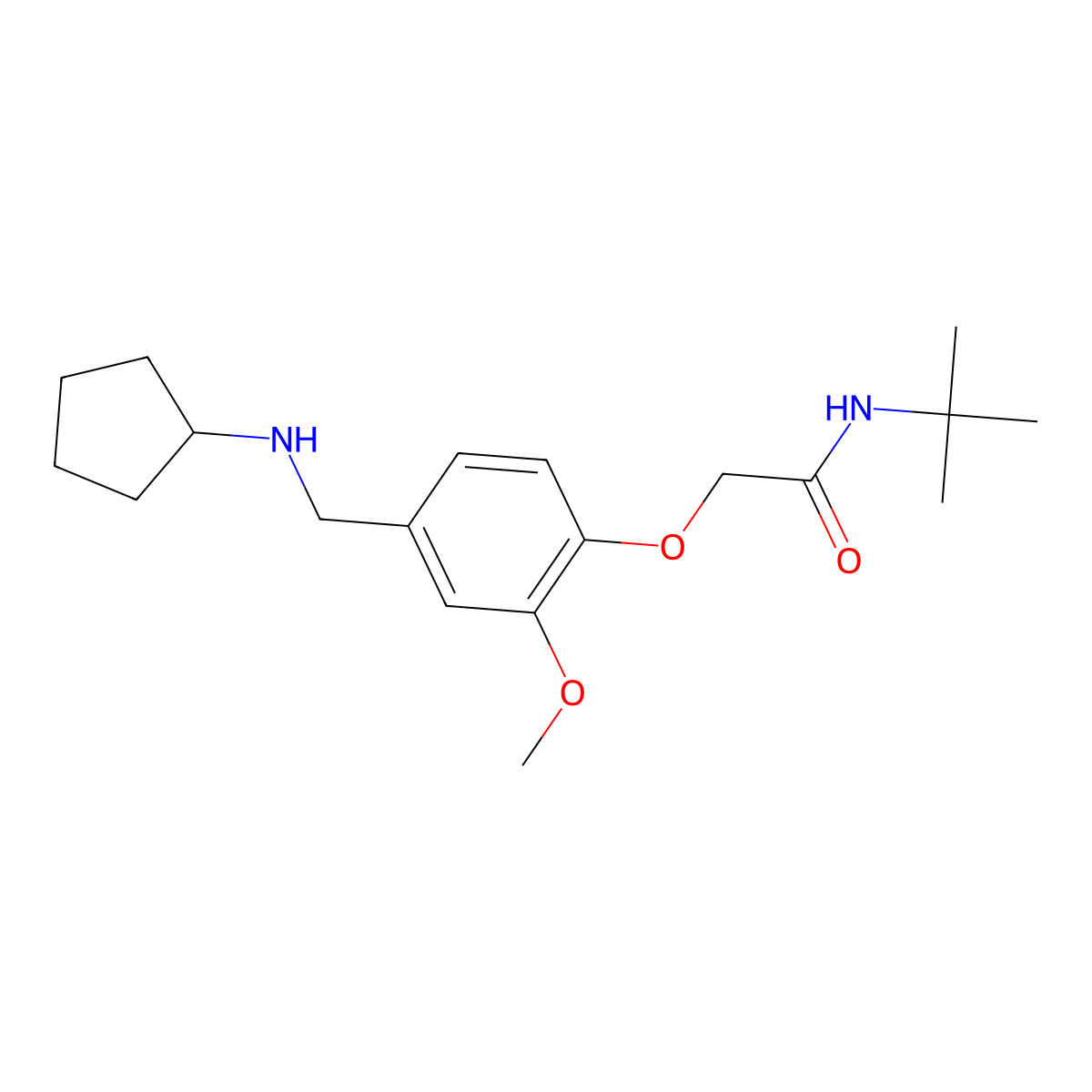 N-tert-Butyl-2-(4-cyclopentylaminomethyl-2-methoxy-phenoxy)-acetamide molecular structure, CAS 774188-47-5