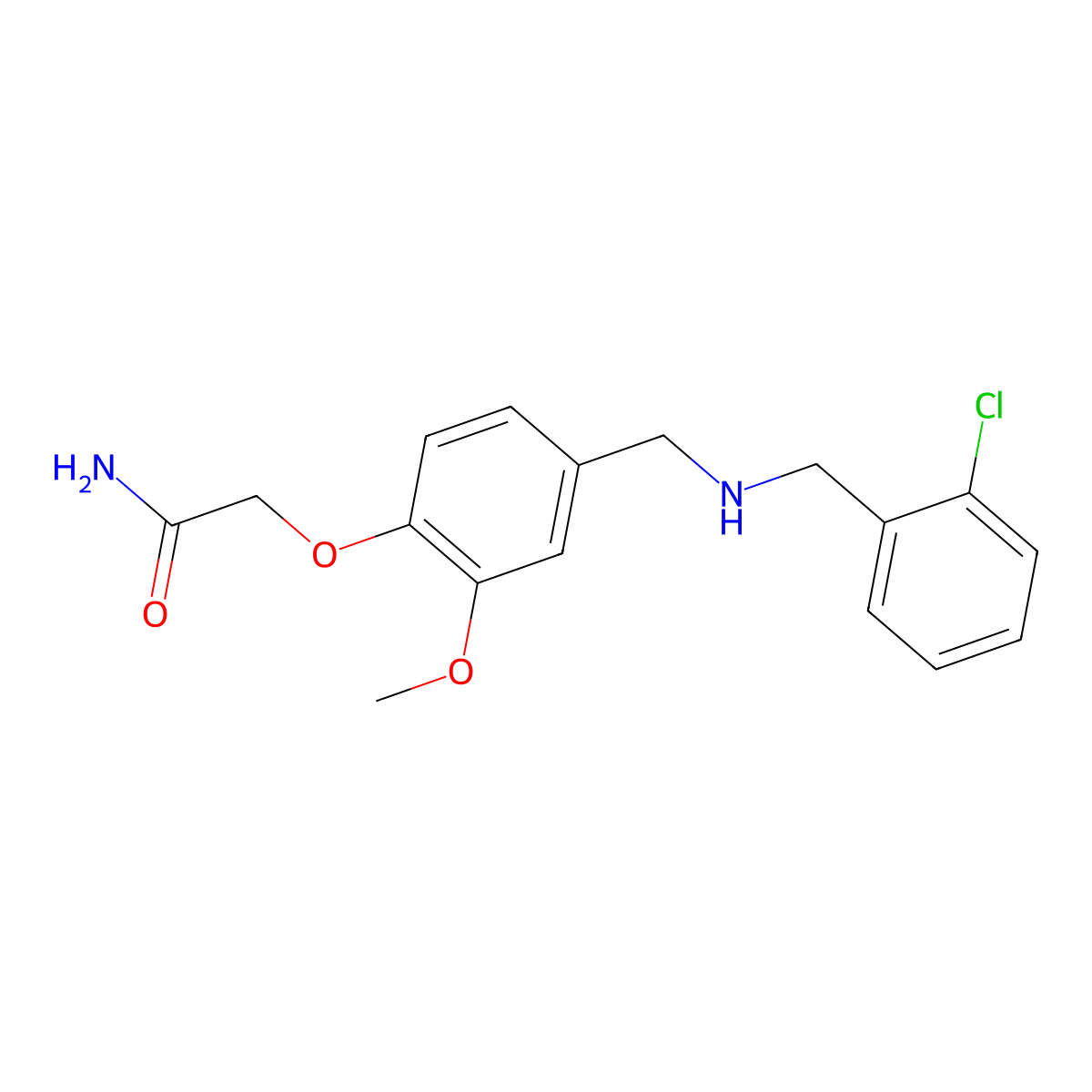 2-(4-{[(2-Chlorobenzyl)amino]methyl}-2-methoxyphenoxy)acetamide molecular structure, CAS 774188-59-9