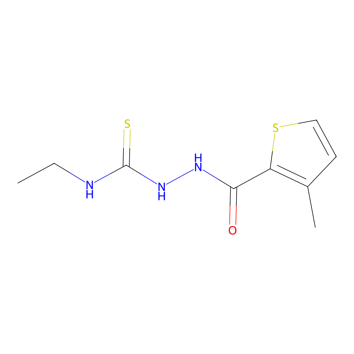 N-ethyl-2-[(3-methylthiophen-2-yl)carbonyl]hydrazinecarbothioamide molecular structure, CAS 774188-61-3