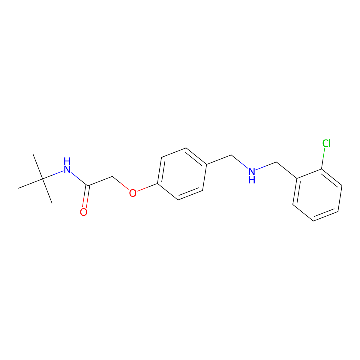N-tert-butyl-2-[4-[[(2-chlorophenyl)methylamino]methyl]phenoxy]acetamide molecular structure, CAS 774188-71-5