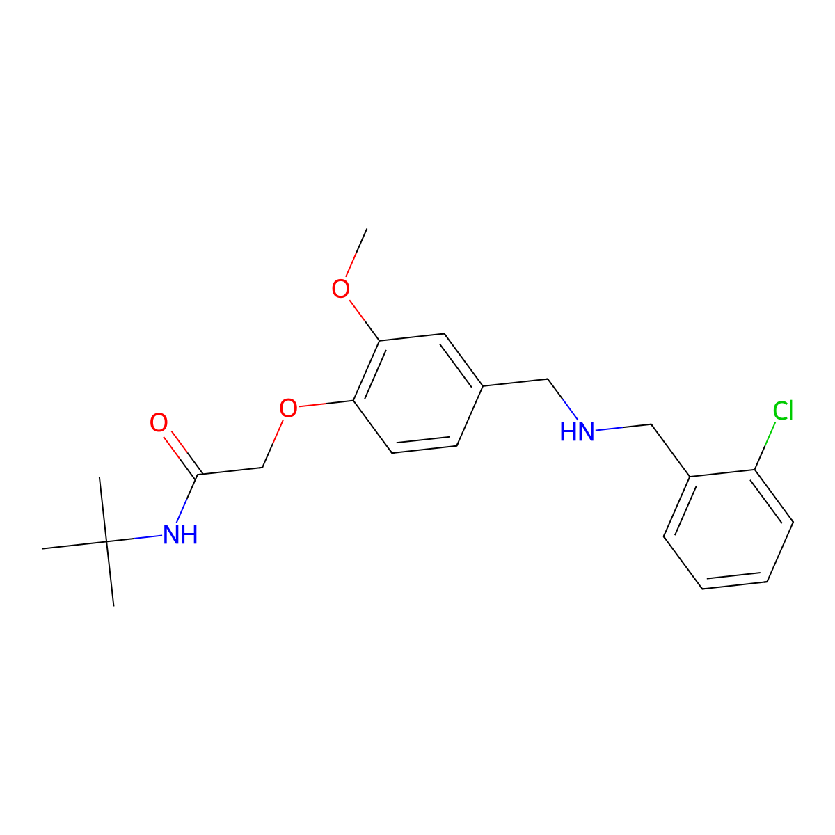 N-tert-butyl-2-(4-{[(2-chlorobenzyl)amino]methyl}-2-methoxyphenoxy)acetamide molecular structure, CAS 774188-74-8