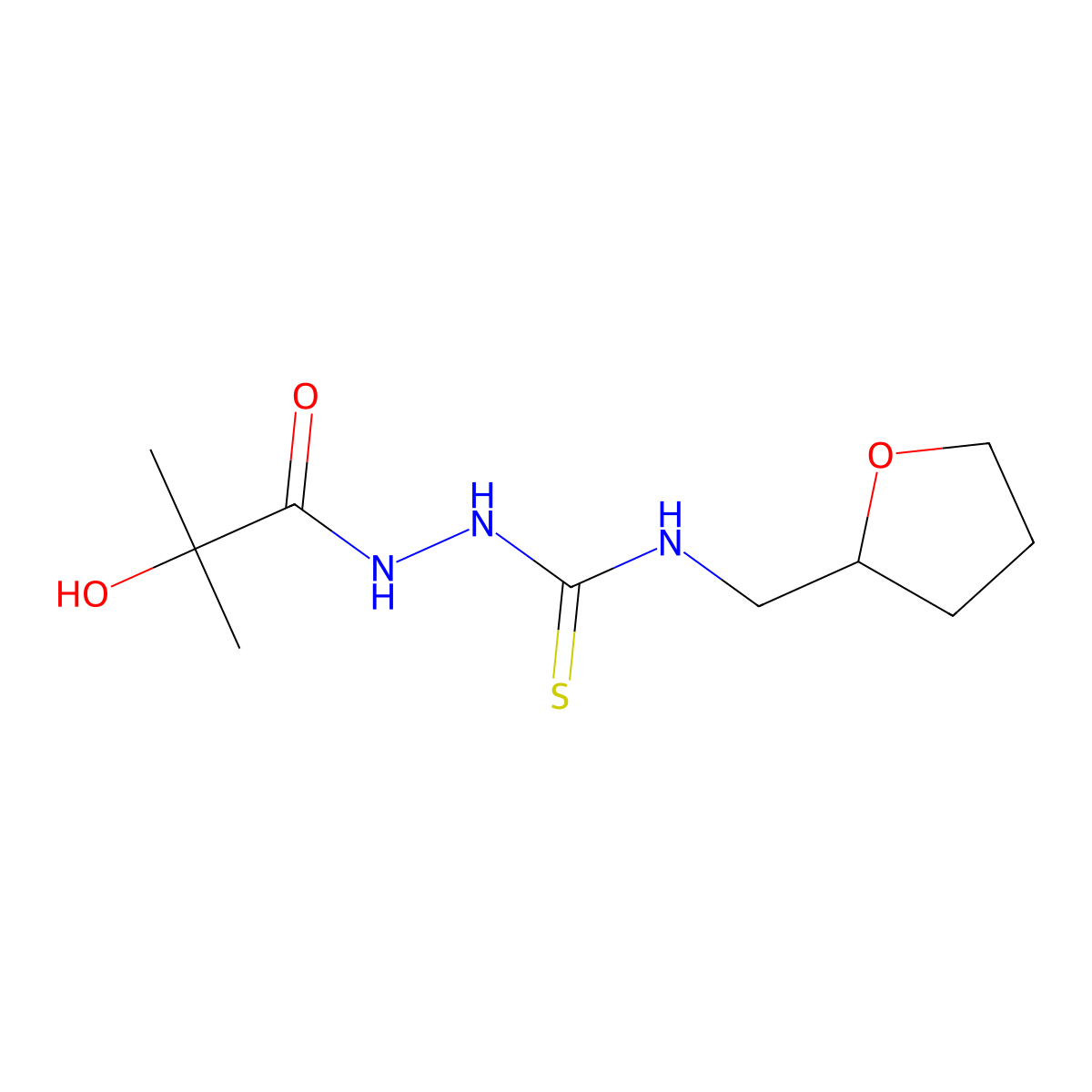 2-(2-hydroxy-2-methylpropanoyl)-N-(tetrahydrofuran-2-ylmethyl)hydrazinecarbothioamide molecular structure, CAS 774188-82-8