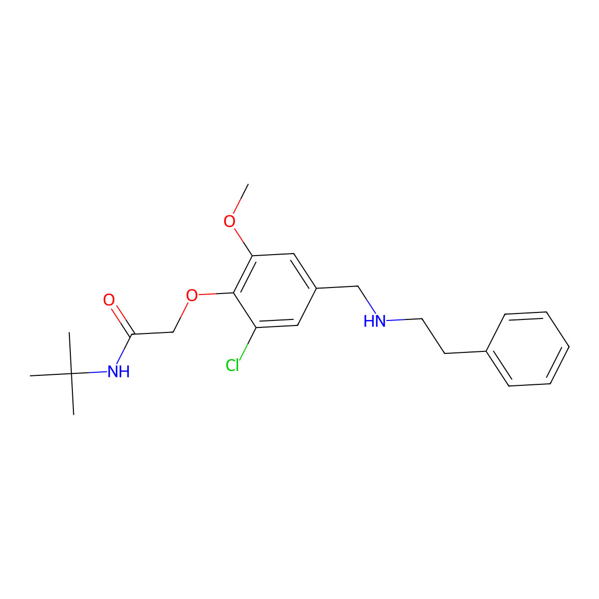N-(tert-butyl)-2-(2-chloro-6-methoxy-4-{[(2-phenylethyl)amino]methyl}phenoxy)acetamide molecular structure, CAS 774188-89-5
