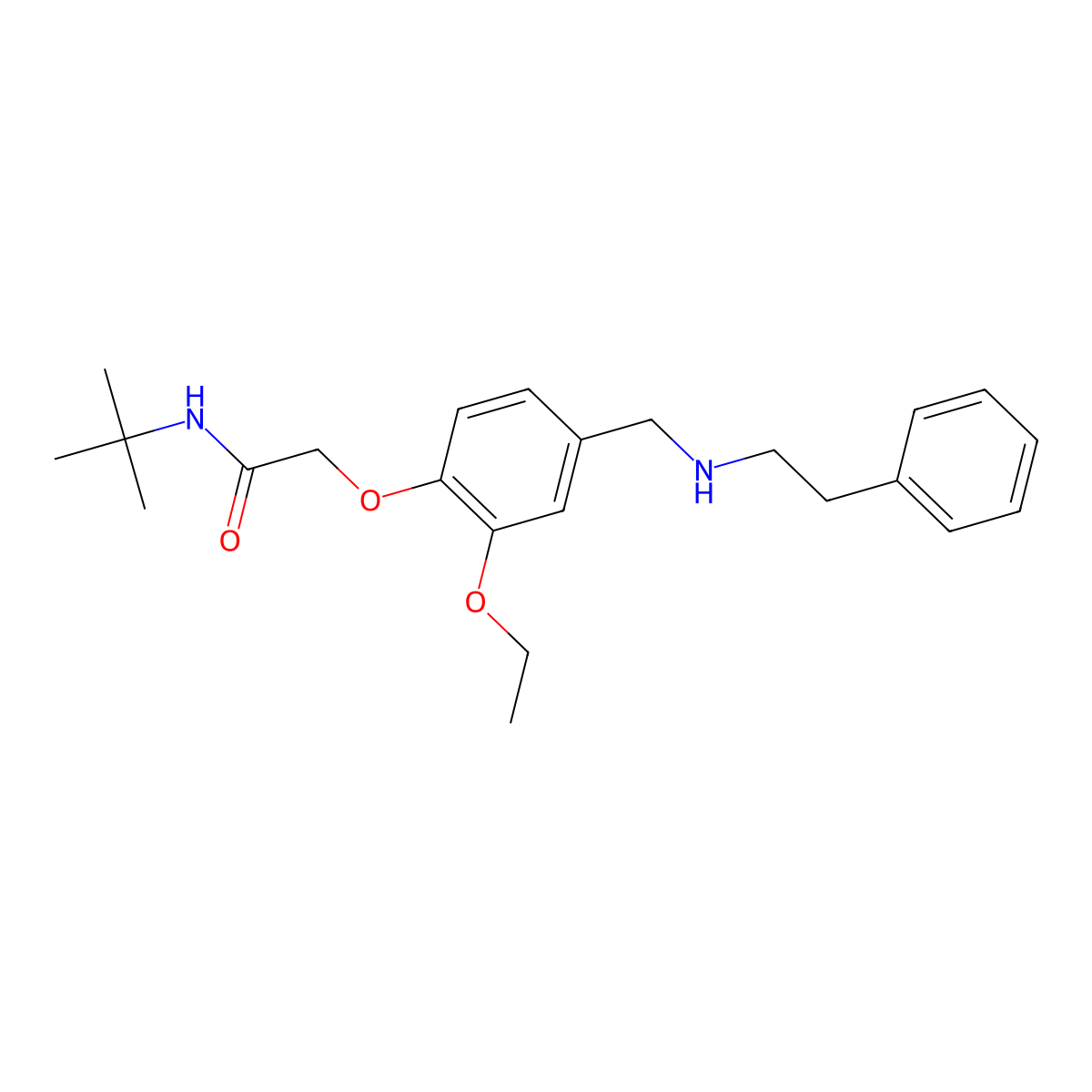 N-tert-butyl-2-[2-ethoxy-4-[(2-phenylethylamino)methyl]phenoxy]acetamide molecular structure, CAS 774188-92-0