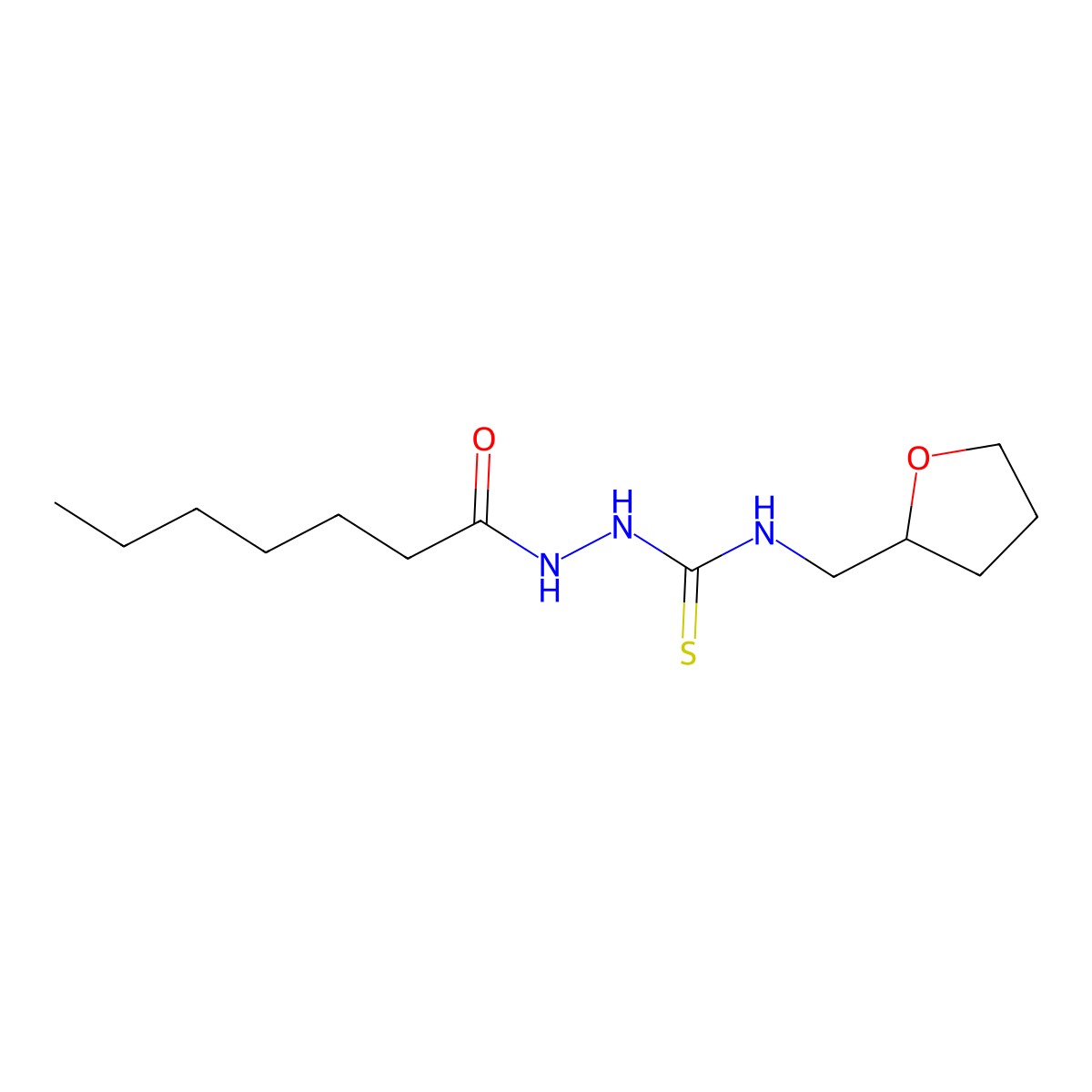 2-heptanoyl-N-(tetrahydrofuran-2-ylmethyl)hydrazinecarbothioamide molecular structure, CAS 774189-24-1