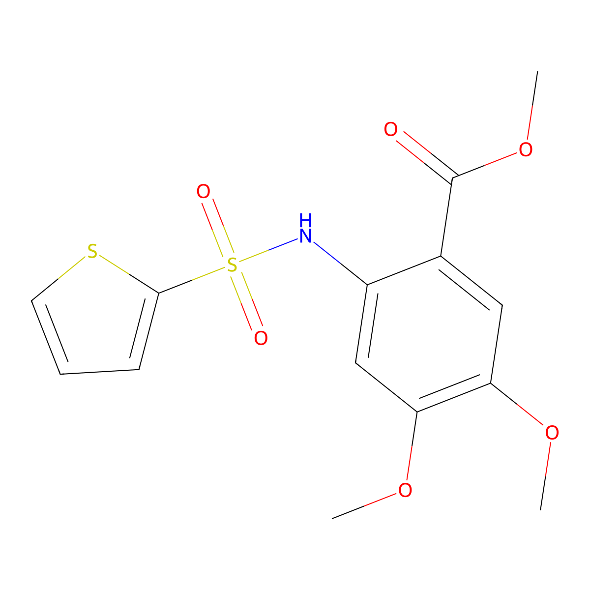 Methyl 4,5-dimethoxy-2-[(2-thienylsulfonyl)amino]benzoate molecular structure, CAS 774189-26-3