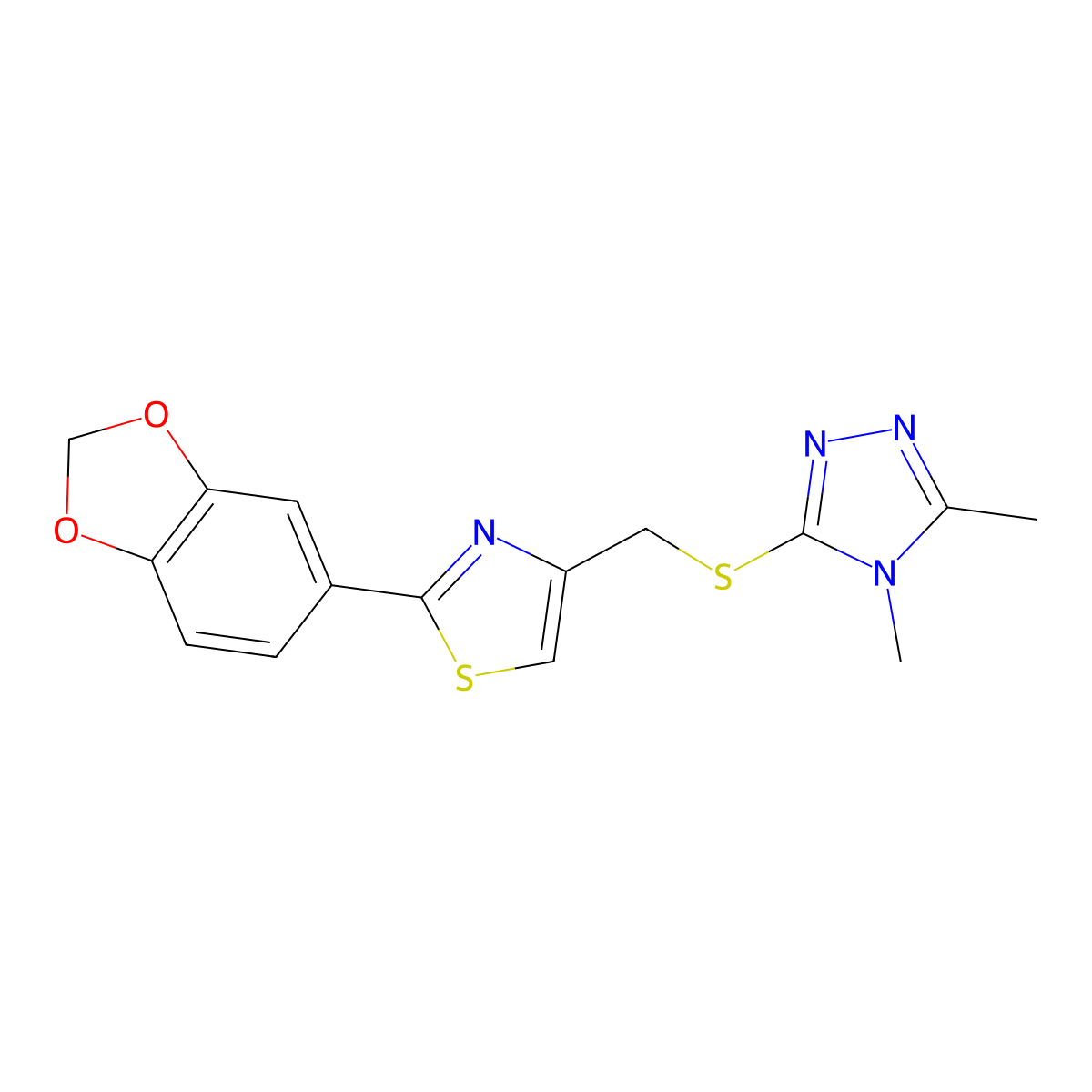 3-({[2-(1,3-benzodioxol-5-yl)-1,3-thiazol-4-yl]methyl}sulfanyl)-4,5-dimethyl-4H-1,2,4-triazole molecular structure, CAS 774189-62-7