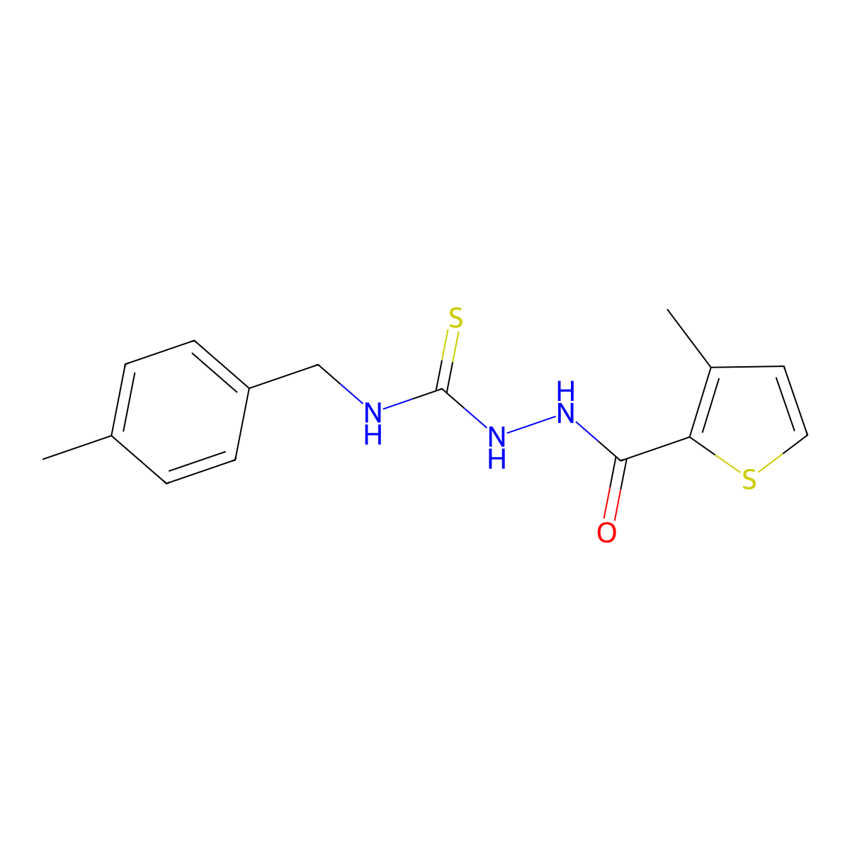 N-(4-methylbenzyl)-2-[(3-methylthiophen-2-yl)carbonyl]hydrazinecarbothioamide molecular structure, CAS 774189-80-9