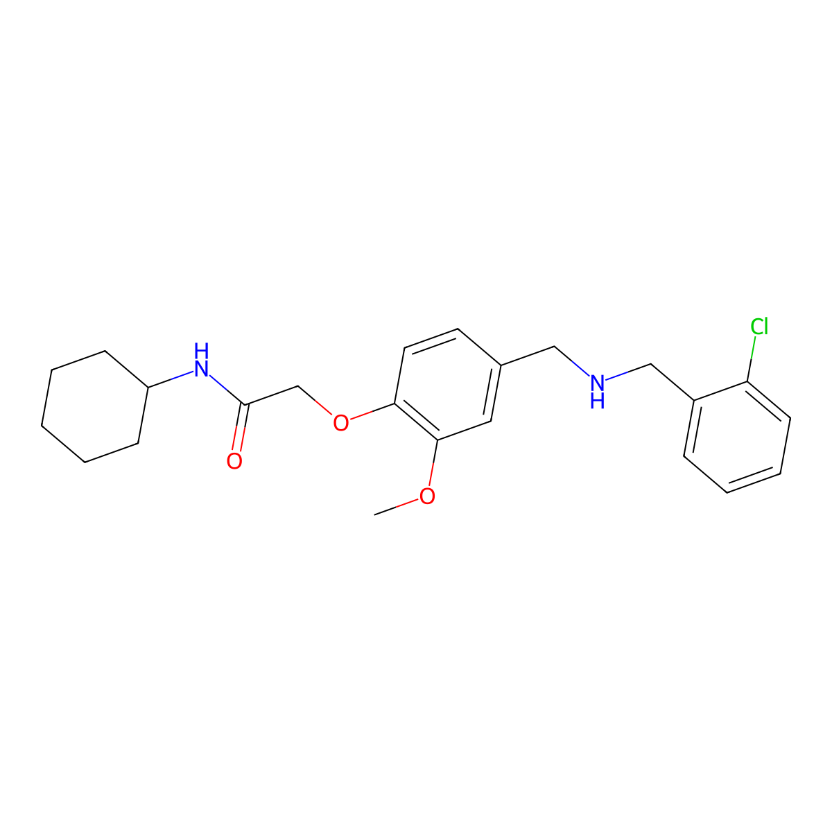 2-(4-{[(2-chlorobenzyl)amino]methyl}-2-methoxyphenoxy)-N-cyclohexylacetamide molecular structure, CAS 774189-99-0