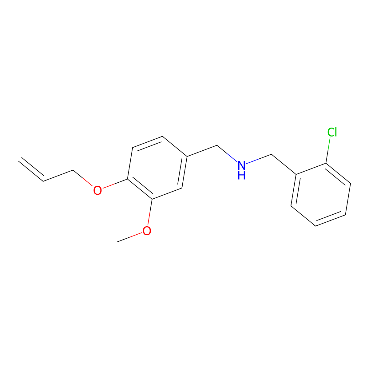 N-[4-(allyloxy)-3-methoxybenzyl]-N-(2-chlorobenzyl)amine molecular structure, CAS 774190-02-2