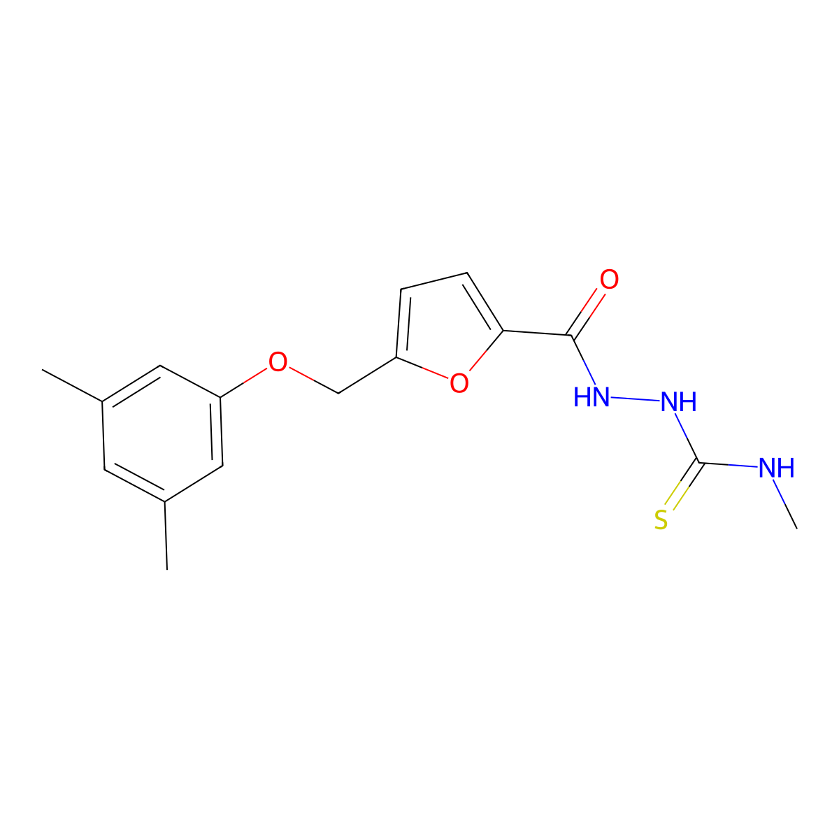 2-({5-[(3,5-dimethylphenoxy)methyl]furan-2-yl}carbonyl)-N-methylhydrazinecarbothioamide molecular structure, CAS 774190-04-4