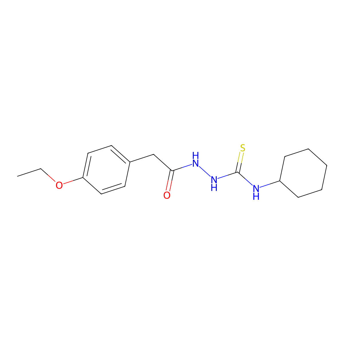 N-cyclohexyl-2-[(4-ethoxyphenyl)acetyl]hydrazinecarbothioamide molecular structure, CAS 774190-10-2