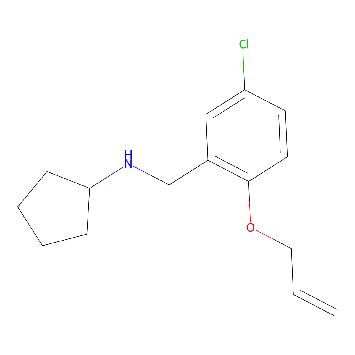 N-[5-chloro-2-(prop-2-en-1-yloxy)benzyl]cyclopentanamine molecular structure, CAS 774190-32-8