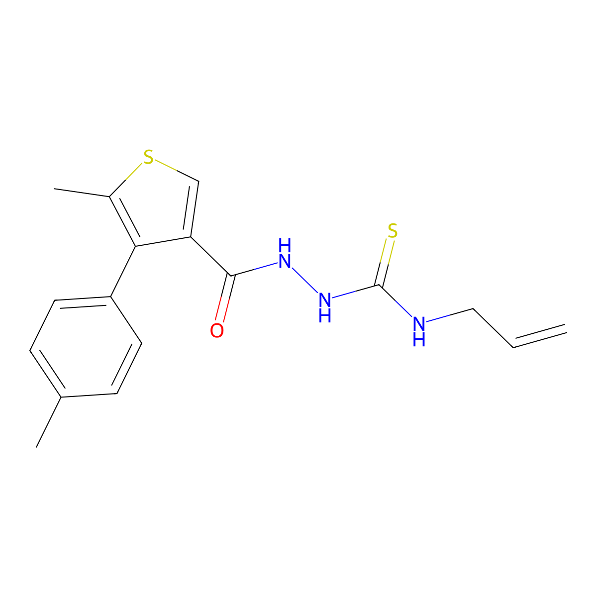 2-{[5-methyl-4-(4-methylphenyl)thiophen-3-yl]carbonyl}-N-(prop-2-en-1-yl)hydrazinecarbothioamide molecular structure, CAS 774190-39-5