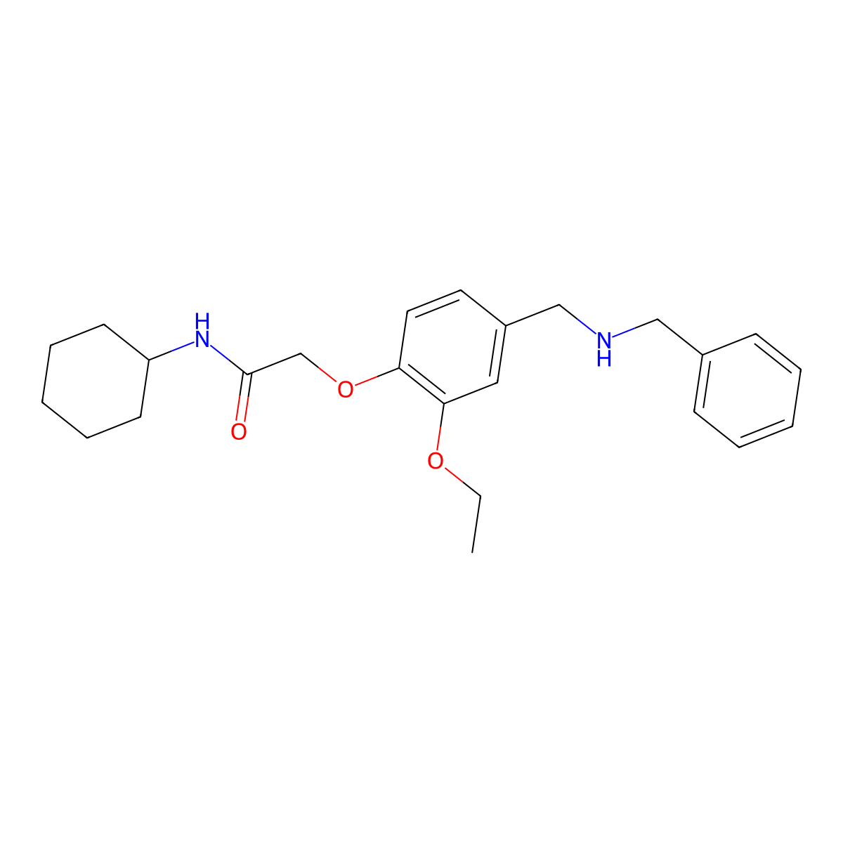 2-[4-[(benzylamino)methyl]-2-ethoxyphenoxy]-N-cyclohexylacetamide molecular structure, CAS 774190-40-8