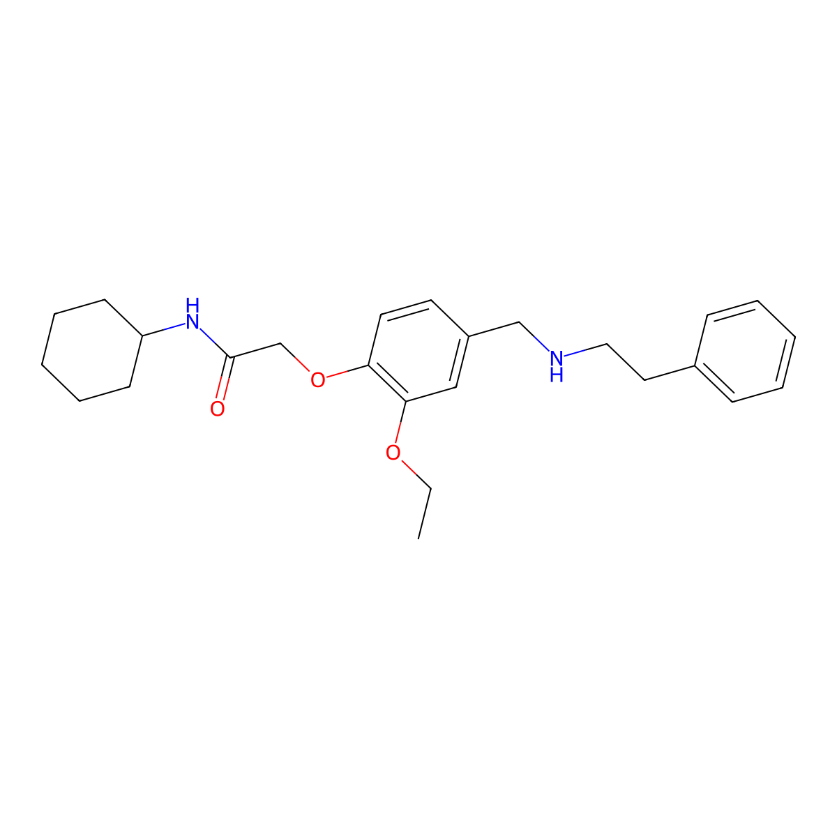 N-cyclohexyl-2-(2-ethoxy-4-{[(2-phenylethyl)amino]methyl}phenoxy)acetamide molecular structure, CAS 774190-43-1