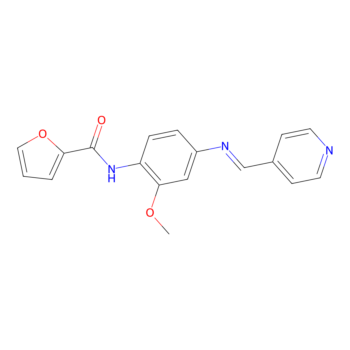 N-(2-methoxy-4-{[(E)-pyridin-4-ylmethylidene]amino}phenyl)furan-2-carboxamide molecular structure, CAS 774190-69-1