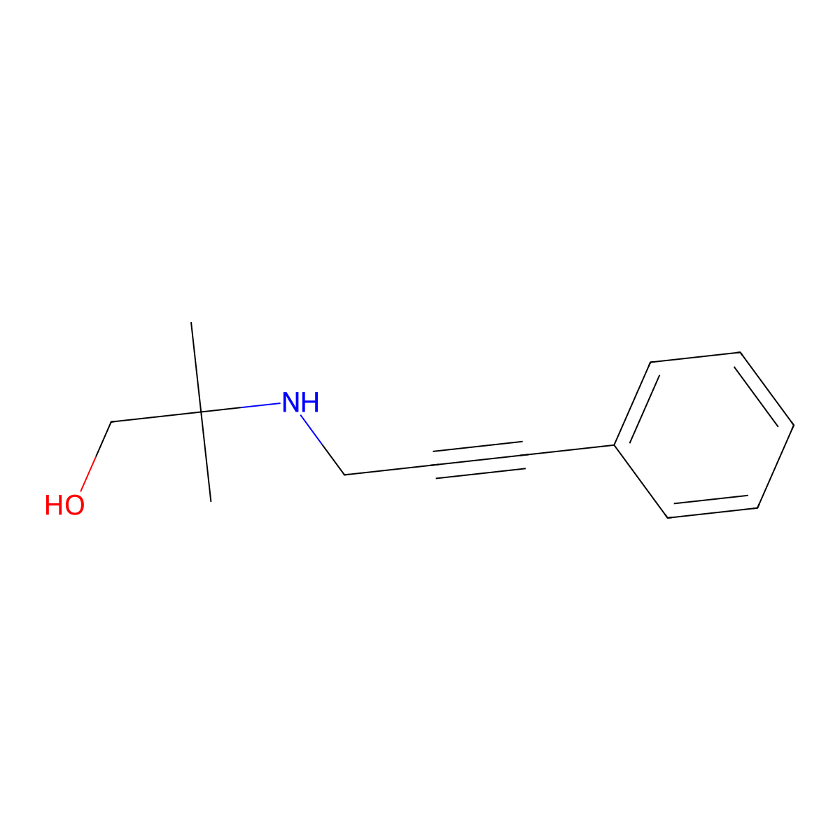 2-Methyl-2-(3-phenylprop-2-ynylamino)propan-1-ol molecular structure, CAS 774191-02-5