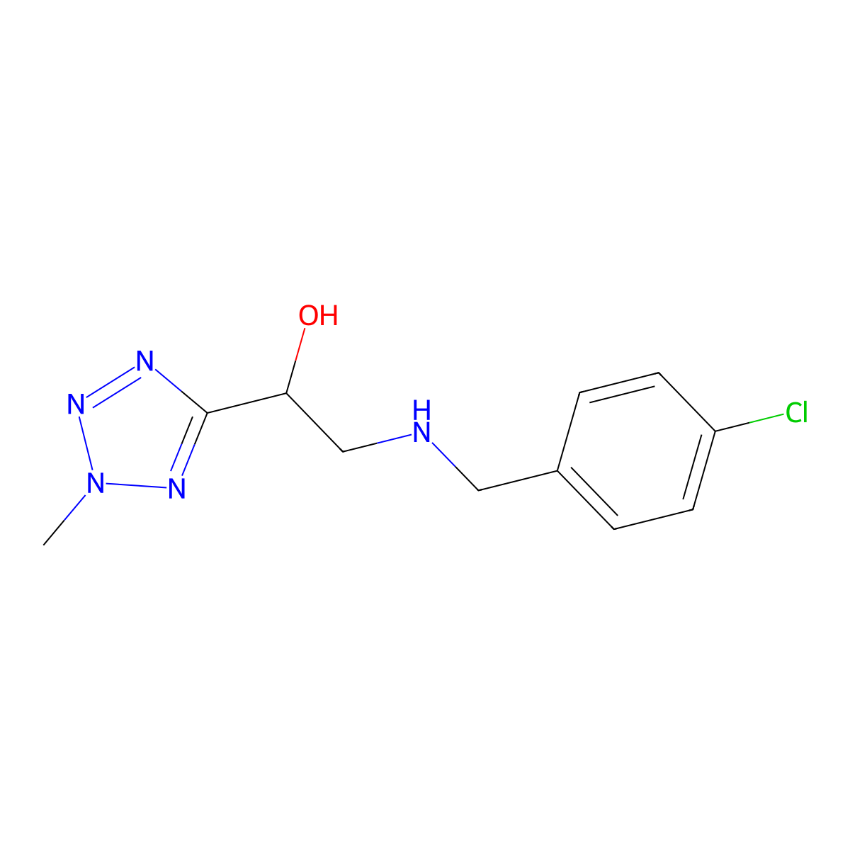 2-(4-Chloro-benzylamino)-1-(2-methyl-2H-tetrazol-5-yl)-ethanol molecular structure, CAS 774191-12-7
