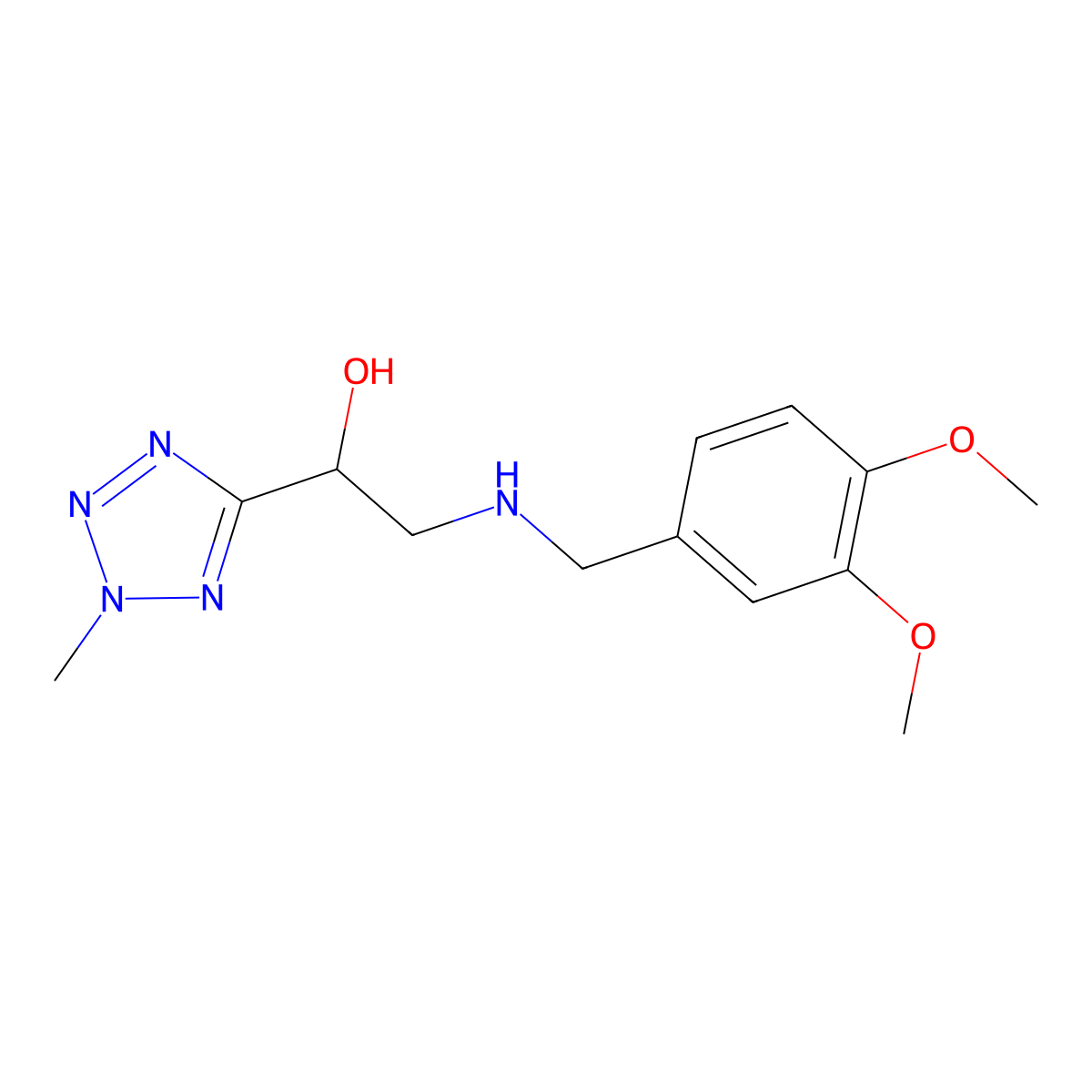 2-[(3,4-Dimethoxyphenyl)methylamino]-1-(2-methyltetrazol-5-yl)ethanol molecular structure, CAS 774191-14-9