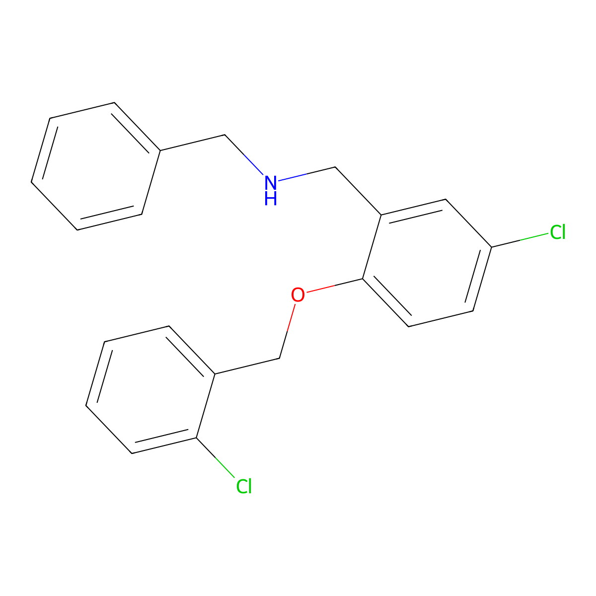 N-benzyl-1-{5-chloro-2-[(2-chlorobenzyl)oxy]phenyl}methanamine molecular structure, CAS 774191-27-4