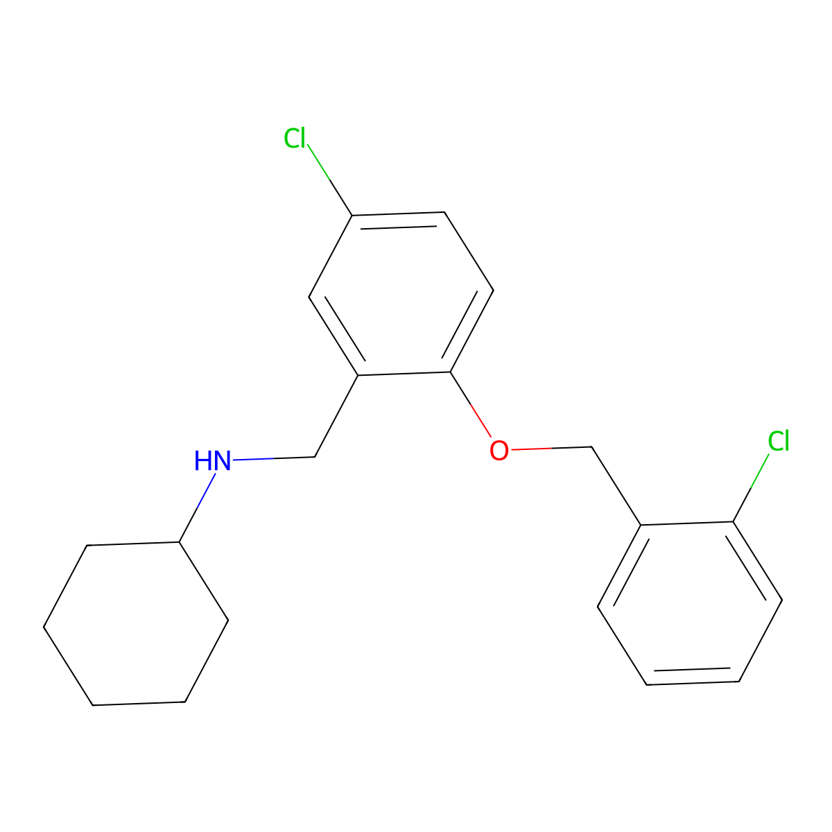 N-[[5-chloro-2-[(2-chlorophenyl)methoxy]phenyl]methyl]cyclohexanamine molecular structure, CAS 774191-33-2