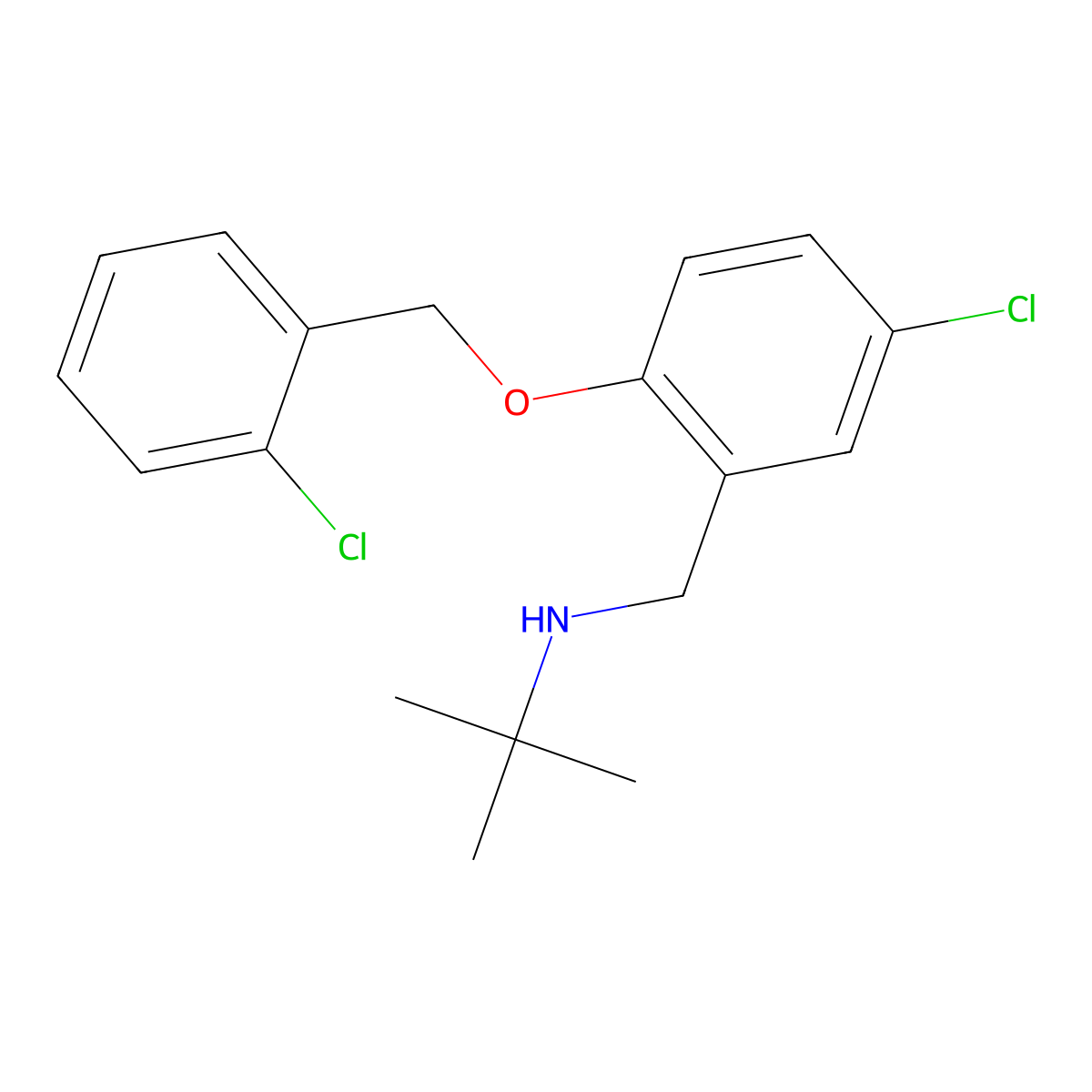 N-(tert-butyl)-N-{5-chloro-2-[(2-chlorobenzyl)oxy]benzyl}amine molecular structure, CAS 774191-35-4