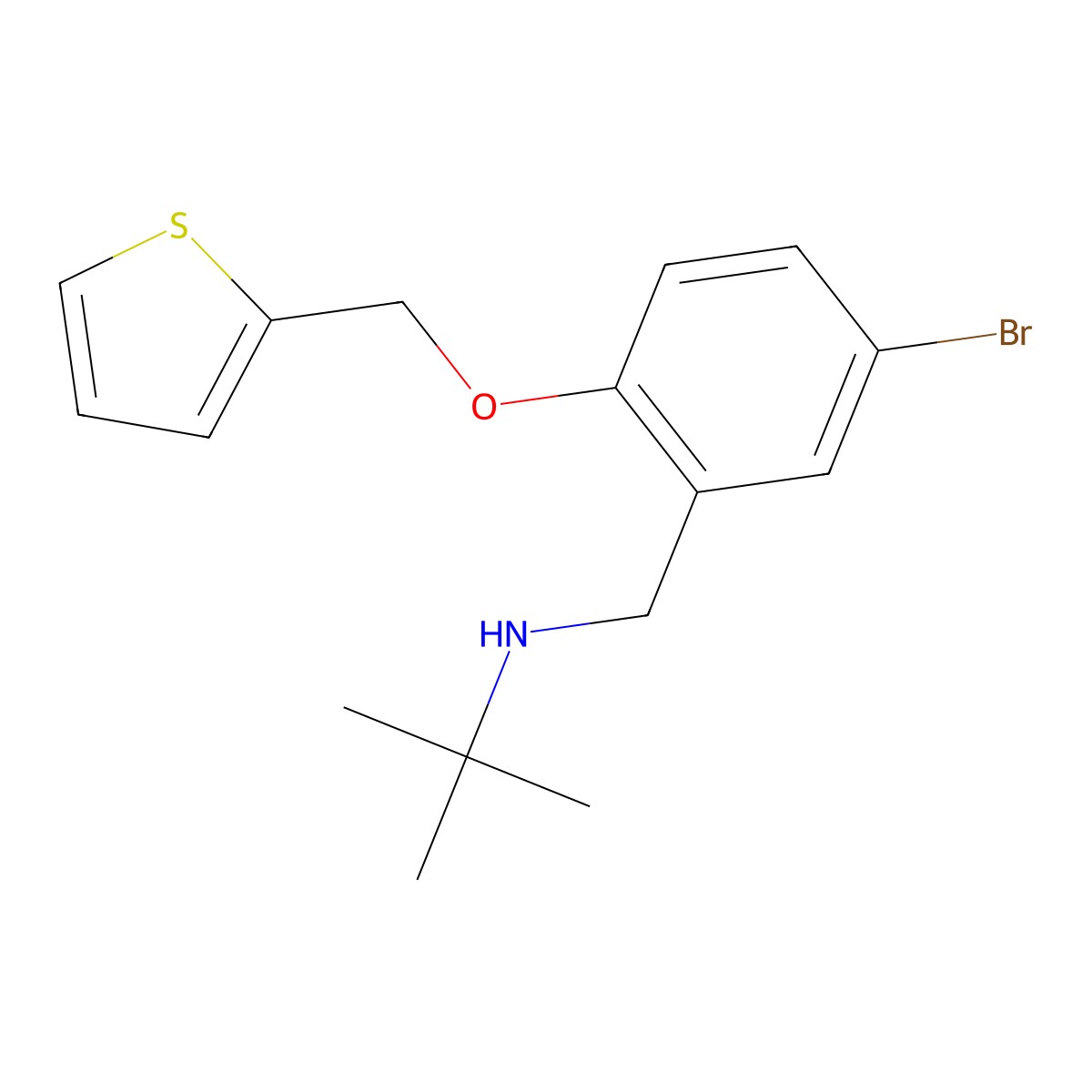 N-[[5-bromo-2-(thiophen-2-ylmethoxy)phenyl]methyl]-2-methylpropan-2-amine molecular structure, CAS 774191-41-2