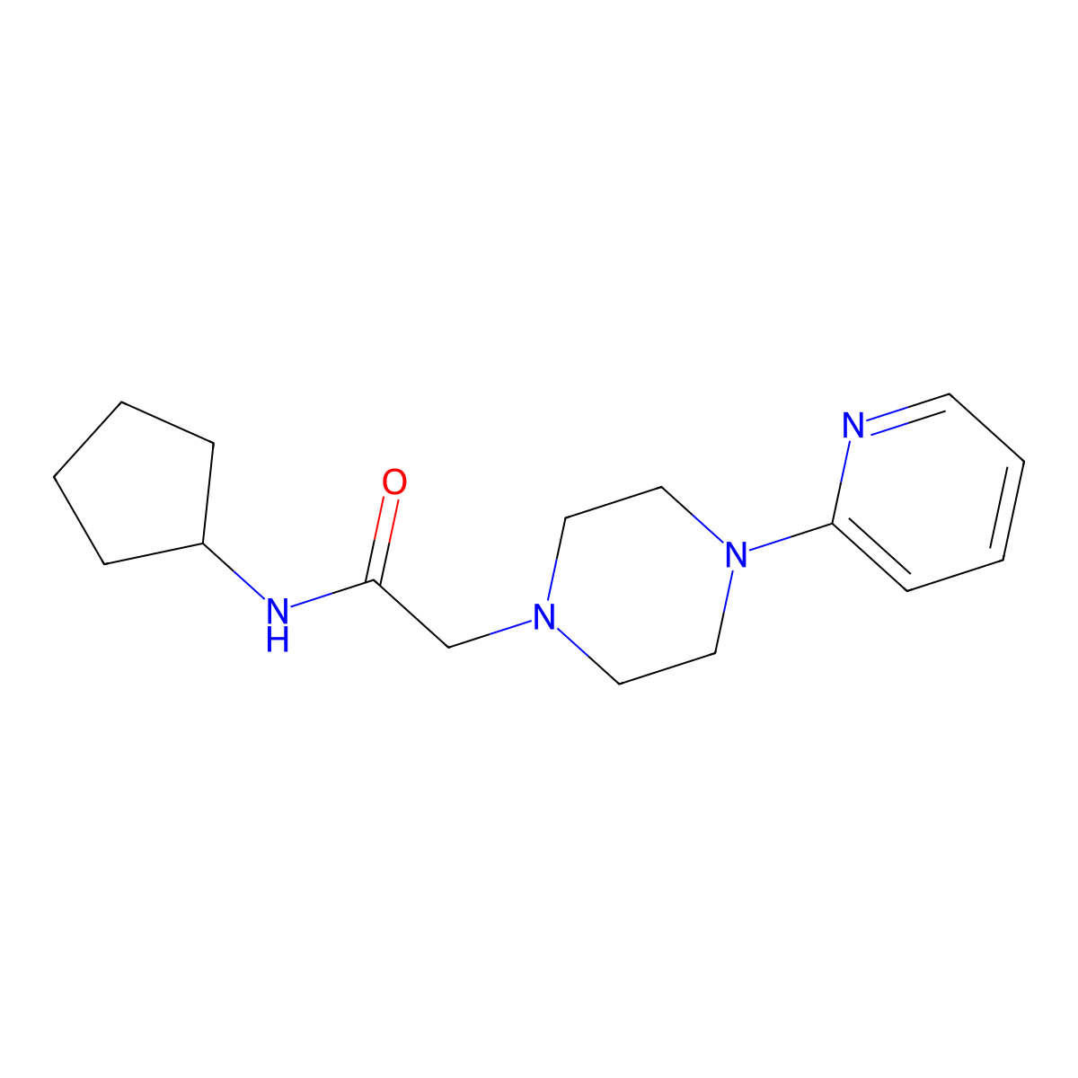 N-cyclopentyl-2-[4-(pyridin-2-yl)piperazin-1-yl]acetamide molecular structure, CAS 774191-56-9