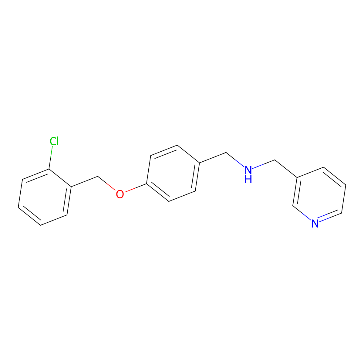 1-[4-[(2-chlorophenyl)methoxy]phenyl]-N-(pyridin-3-ylmethyl)methanamine molecular structure, CAS 774191-57-0