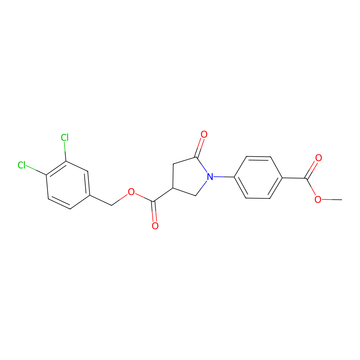 (3,4-Dichlorophenyl)methyl 1-(4-methoxycarbonylphenyl)-5-oxopyrrolidine-3-carboxylate molecular structure, CAS 774191-69-4