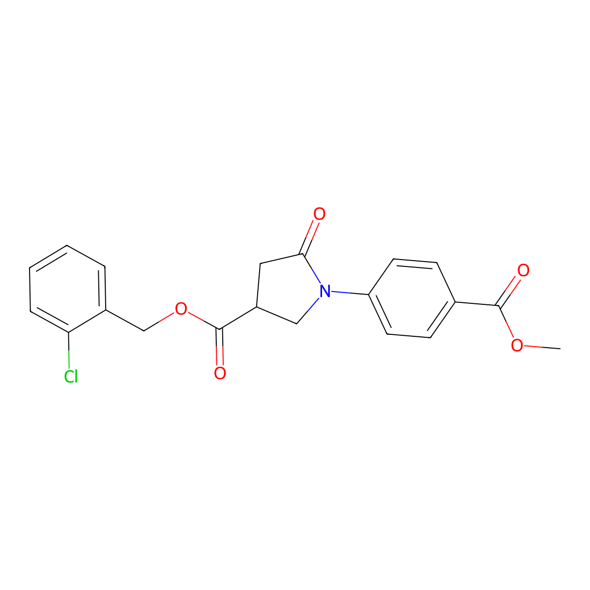 2-Chlorobenzyl 1-[4-(methoxycarbonyl)phenyl]-5-oxo-3-pyrrolidinecarboxylate molecular structure, CAS 774191-71-8