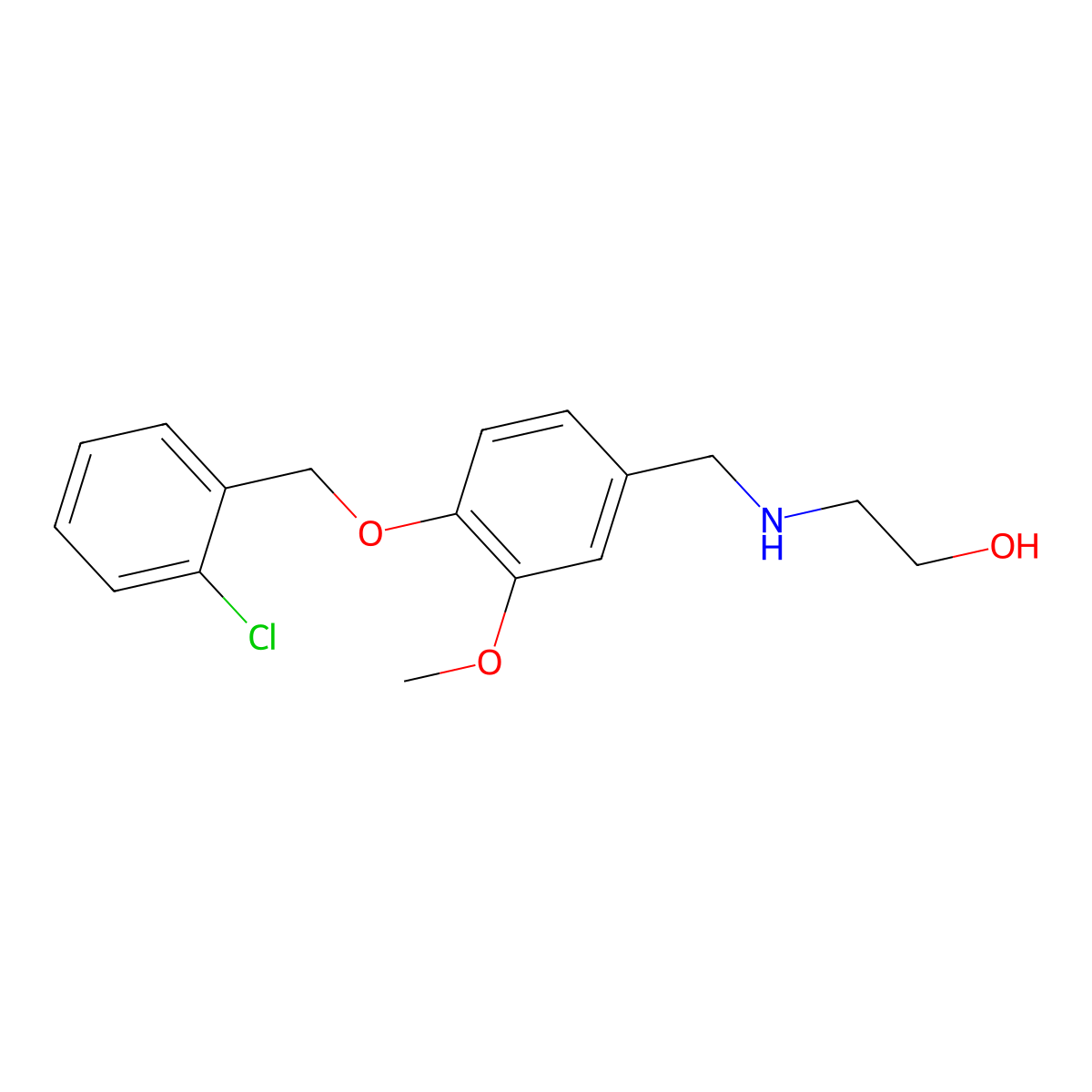 2-({4-[(2-Chlorobenzyl)oxy]-3-methoxybenzyl}amino)ethanol molecular structure, CAS 774191-72-9