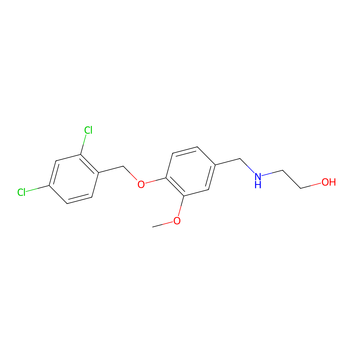 2-({4-[(2,4-Dichlorobenzyl)oxy]-3-methoxybenzyl}amino)ethanol molecular structure, CAS 774191-74-1