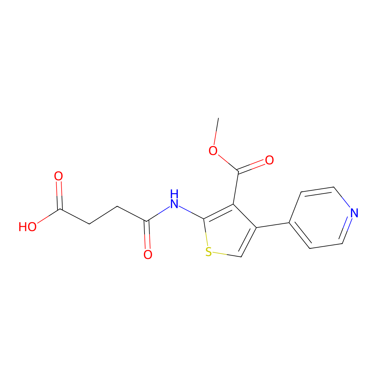 3-{N-[3-(methoxycarbonyl)-4-(4-pyridyl)-2-thienyl]carbamoyl}propanoic acid molecular structure, CAS 774191-77-4