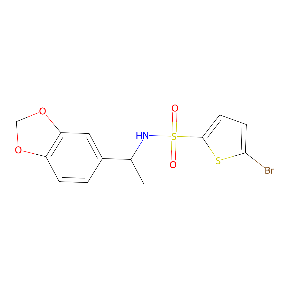 N-[1-(1,3-benzodioxol-5-yl)ethyl]-5-bromothiophene-2-sulfonamide molecular structure, CAS 774191-81-0