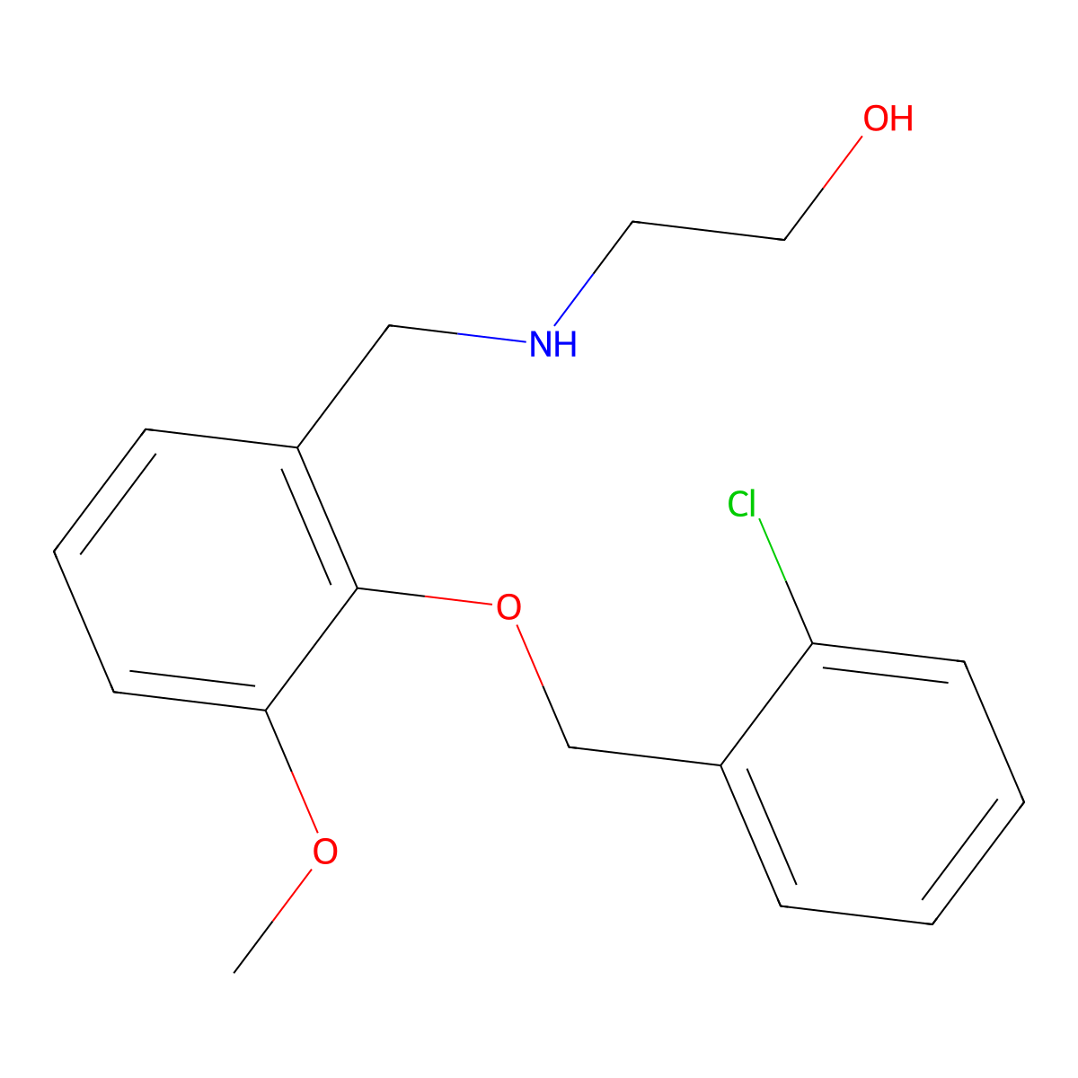 2-({2-[(2-Chlorobenzyl)oxy]-3-methoxybenzyl}amino)ethanol molecular structure, CAS 774191-82-1