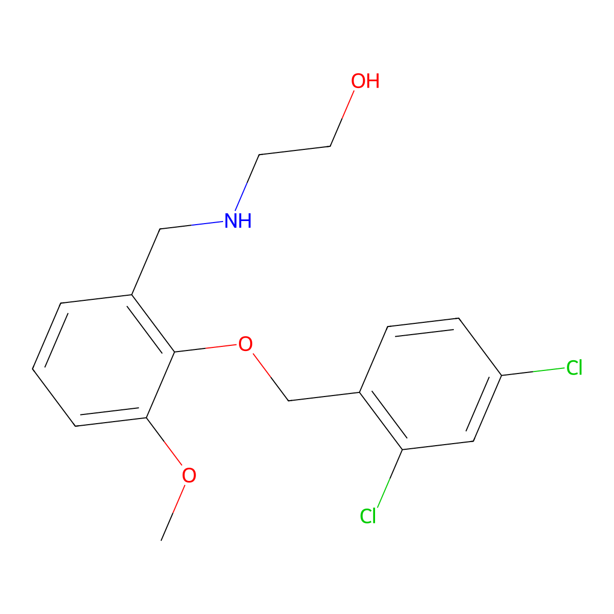 2-[[2-[(2,4-Dichlorophenyl)methoxy]-3-methoxyphenyl]methylamino]ethanol molecular structure, CAS 774191-84-3