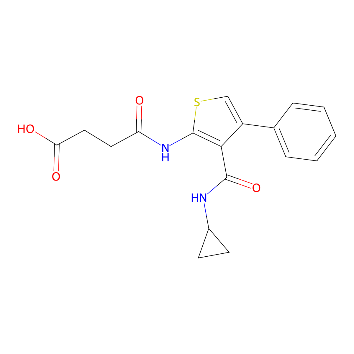 3-{N-[3-(N-cyclopropylcarbamoyl)-4-phenyl-2-thienyl]carbamoyl}propanoic acid molecular structure, CAS 774192-03-9
