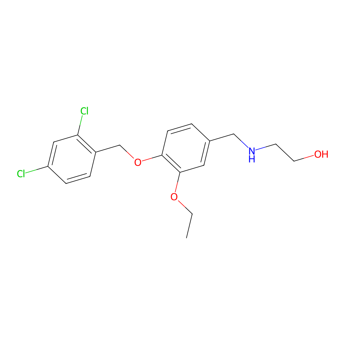 2-({4-[(2,4-Dichlorobenzyl)oxy]-3-ethoxybenzyl}amino)ethanol molecular structure, CAS 774192-12-0