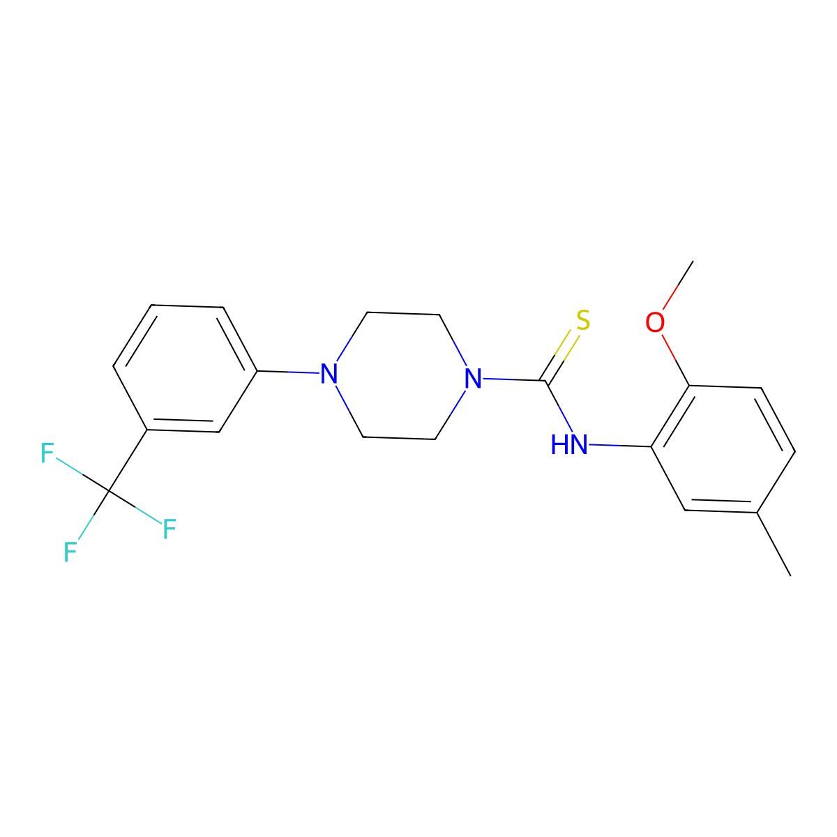 N-(2-methoxy-5-methylphenyl)-4-[3-(trifluoromethyl)phenyl]piperazine-1-carbothioamide molecular structure, CAS 774192-19-7