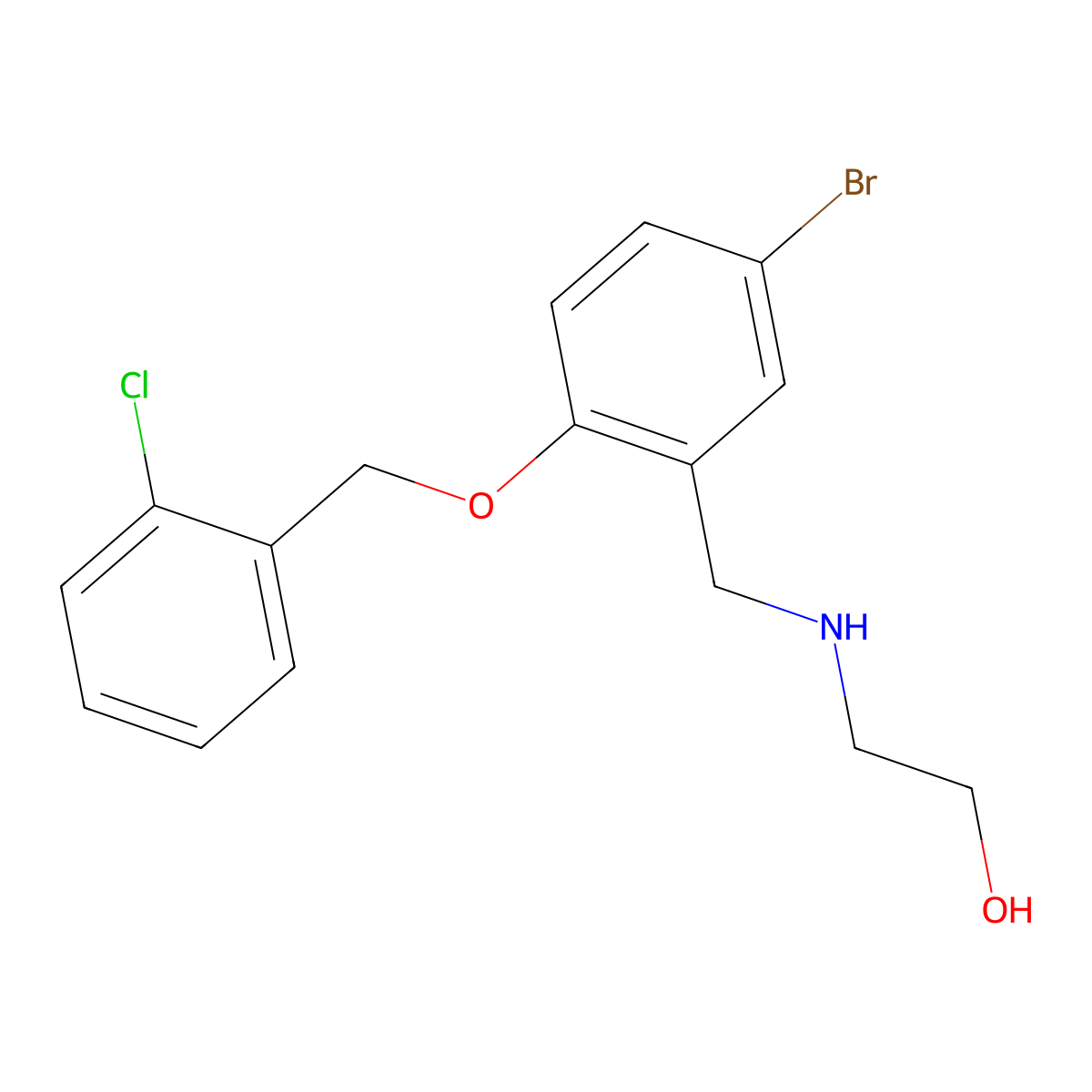 2-({5-Bromo-2-[(2-chlorobenzyl)oxy]benzyl}amino)ethanol molecular structure, CAS 774192-32-4