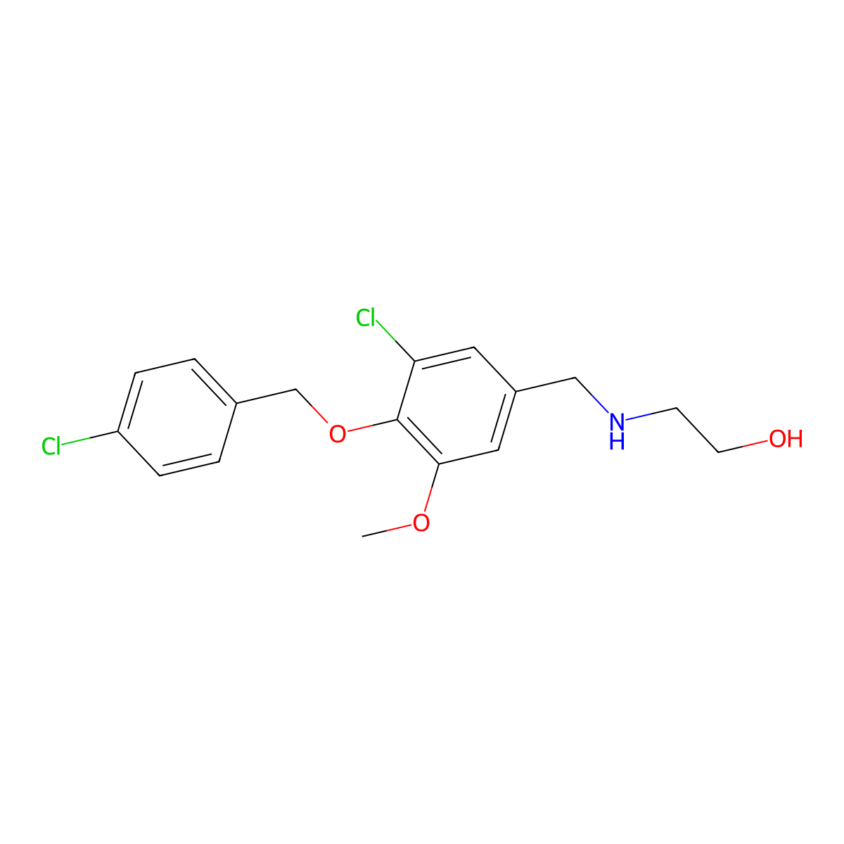 2-({3-Chloro-4-[(4-chlorobenzyl)oxy]-5-methoxybenzyl}amino)ethanol molecular structure, CAS 774192-62-0
