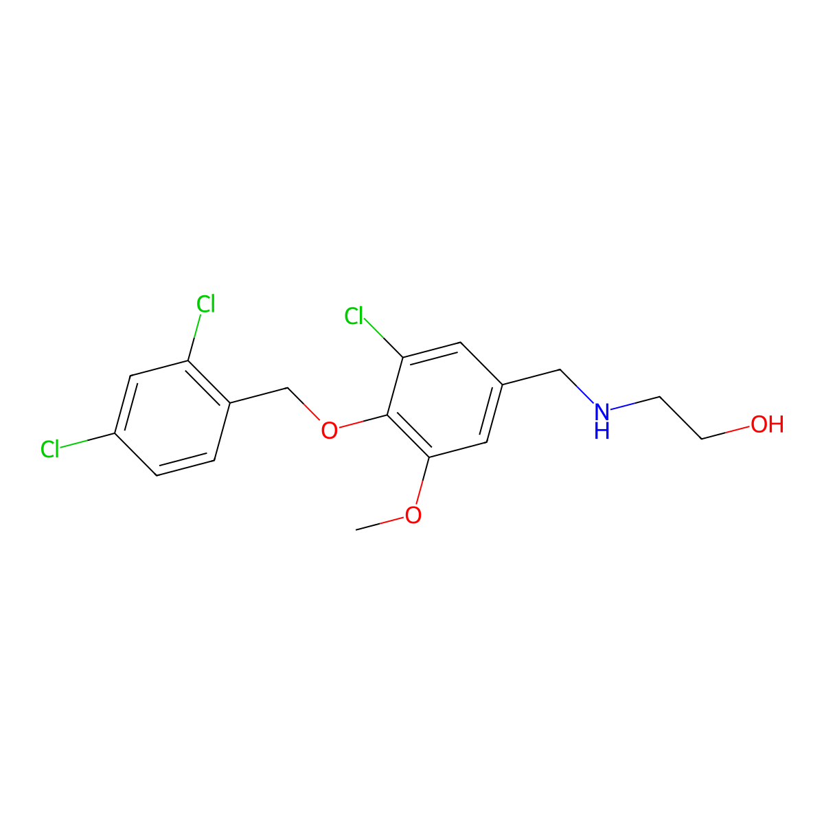 2-[4-(2,4-Dichlorobenzyloxy)-3-chloro-5-methoxybenzylamino]ethanol molecular structure, CAS 774192-66-4