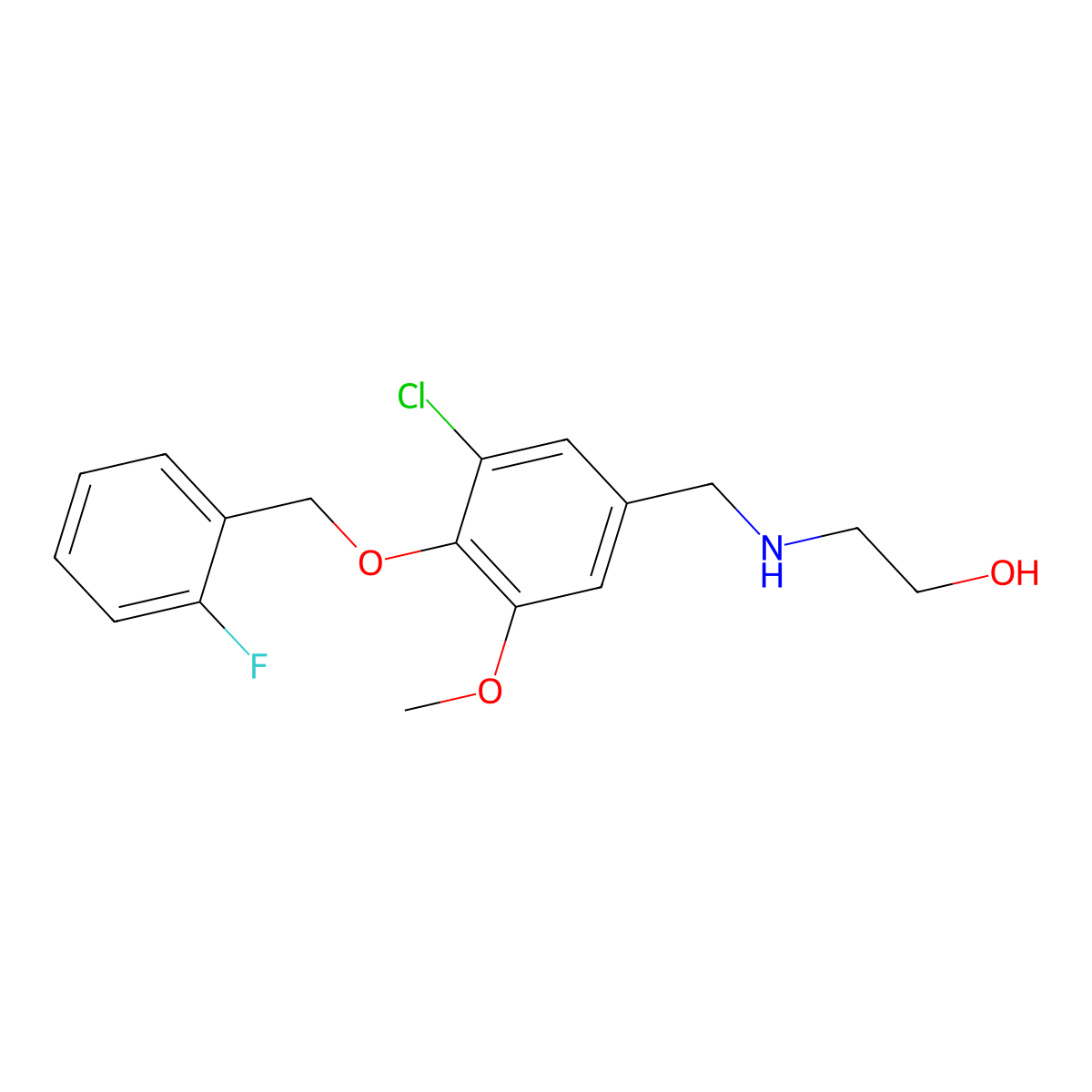 2-[[3-Chloro-4-[(2-fluorophenyl)methoxy]-5-methoxyphenyl]methylamino]ethanol molecular structure, CAS 774192-68-6