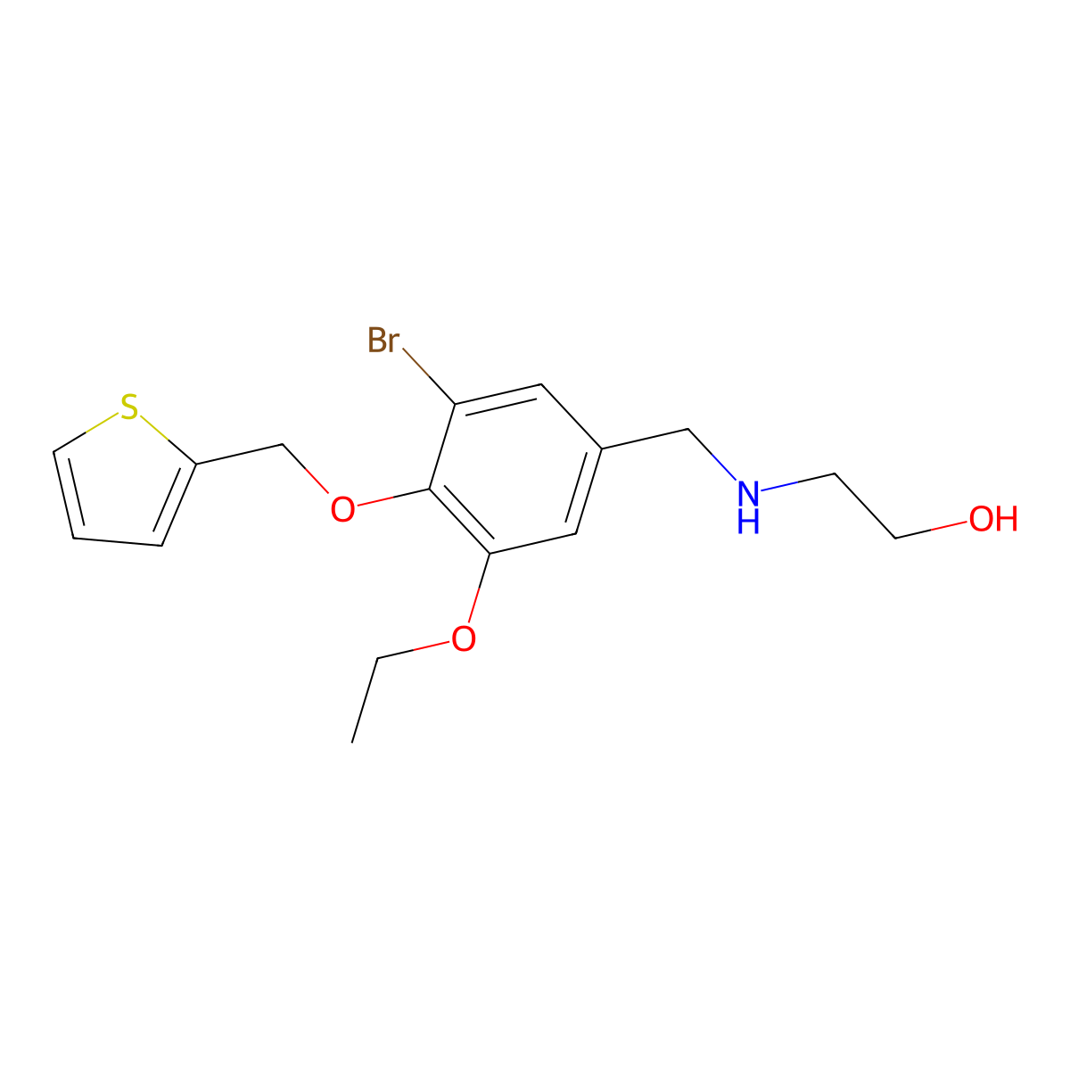 2-{[3-Bromo-5-ethoxy-4-(2-thienylmethoxy)benzyl]amino}ethanol molecular structure, CAS 774192-76-6