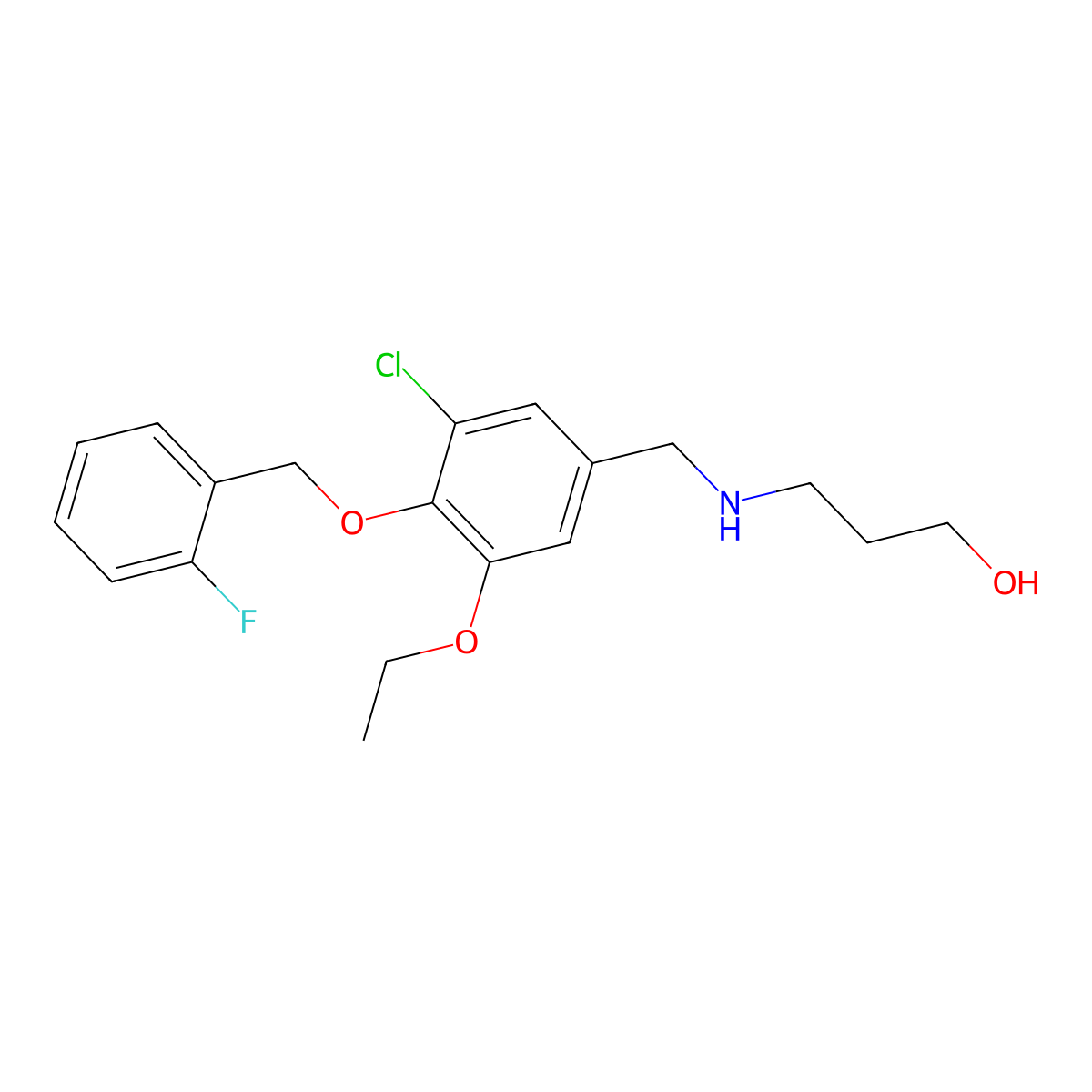3-({3-Chloro-5-ethoxy-4-[(2-fluorobenzyl)oxy]benzyl}amino)-1-propanol molecular structure, CAS 774193-08-7