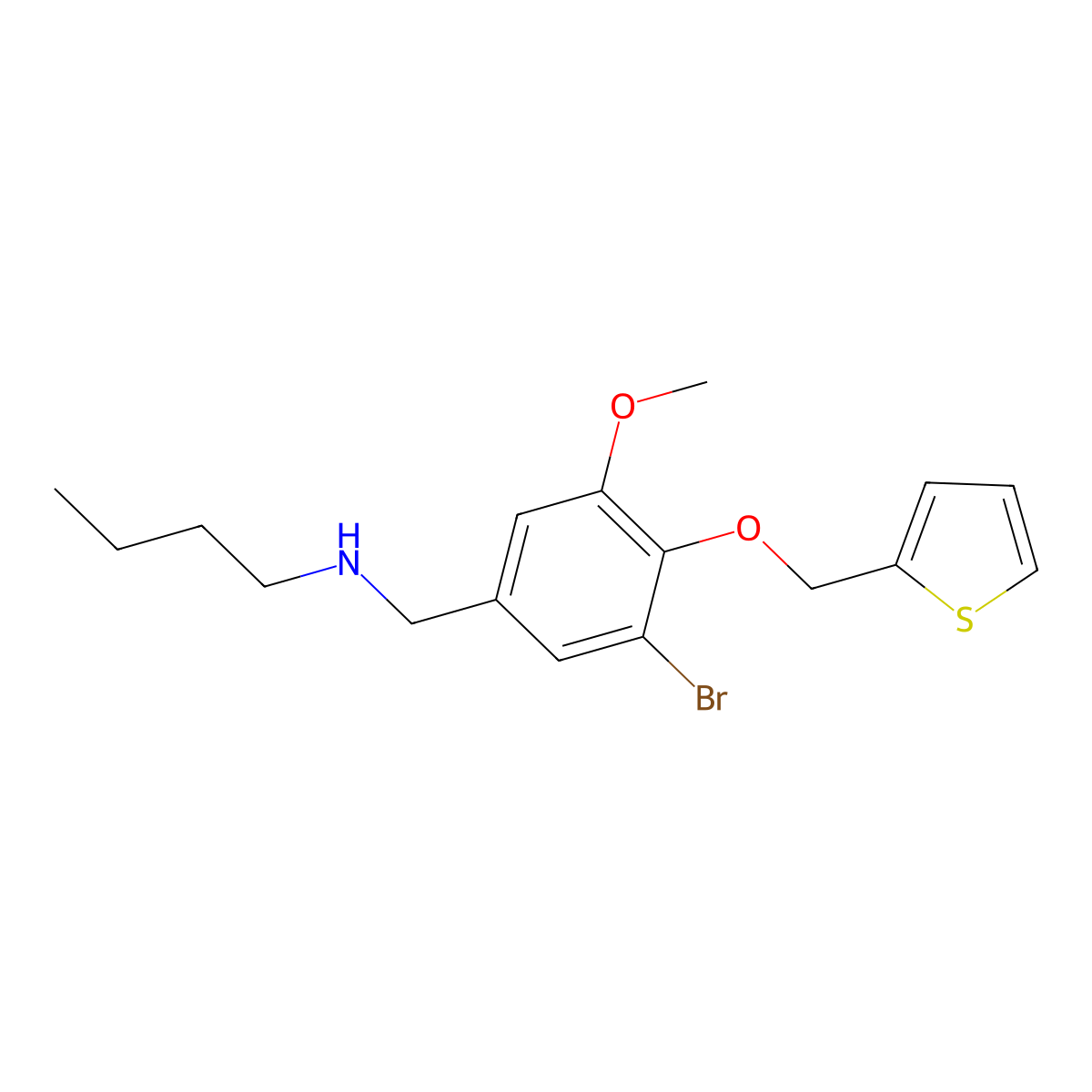 N-[[3-bromo-5-methoxy-4-(thiophen-2-ylmethoxy)phenyl]methyl]butan-1-amine molecular structure, CAS 774193-10-1