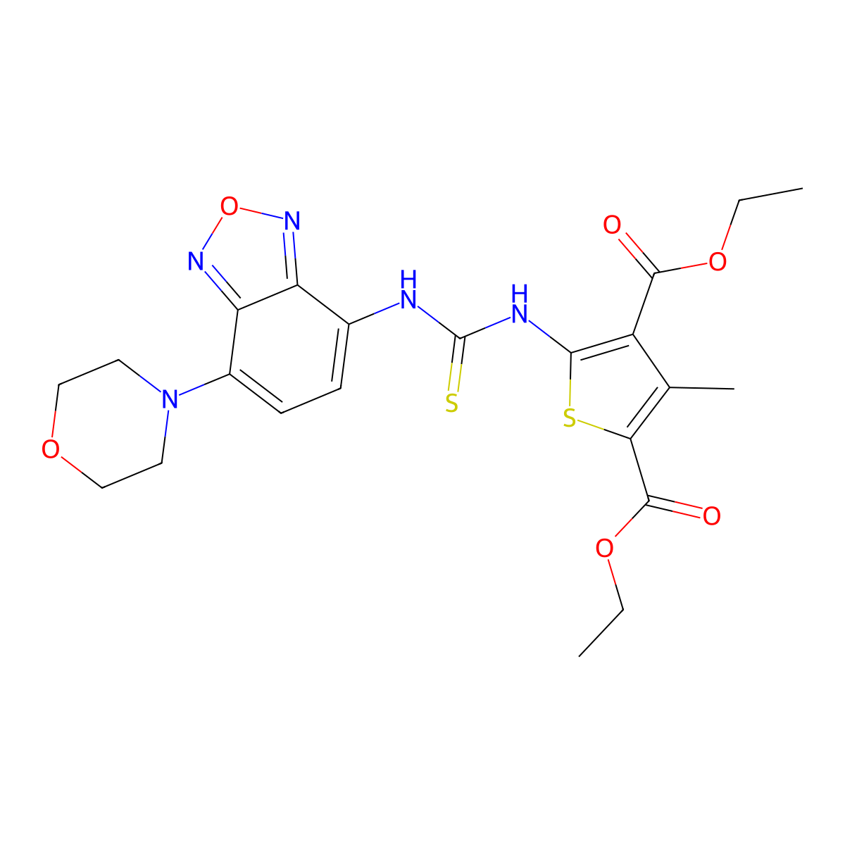 Diethyl 3-methyl-5-({[7-(morpholin-4-yl)-2,1,3-benzoxadiazol-4-yl]carbamothioyl}amino)thiophene-2,4-dicarboxylate molecular structure, CAS 774193-13-4