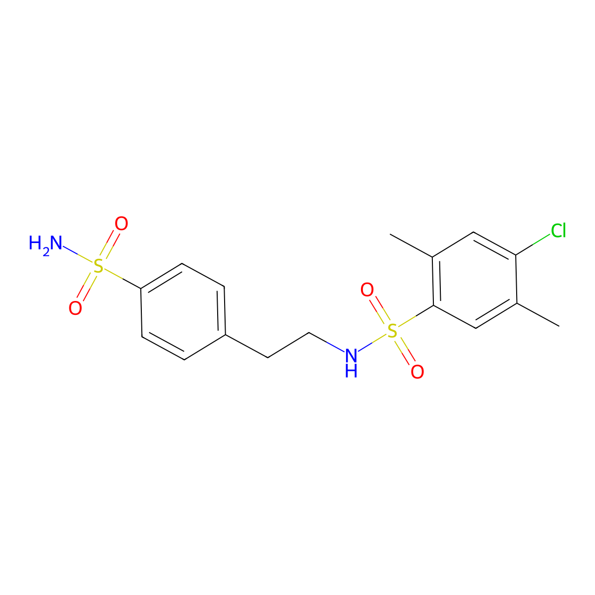 4-chloro-2,5-dimethyl-N-[2-(4-sulfamoylphenyl)ethyl]benzenesulfonamide molecular structure, CAS 774193-25-8
